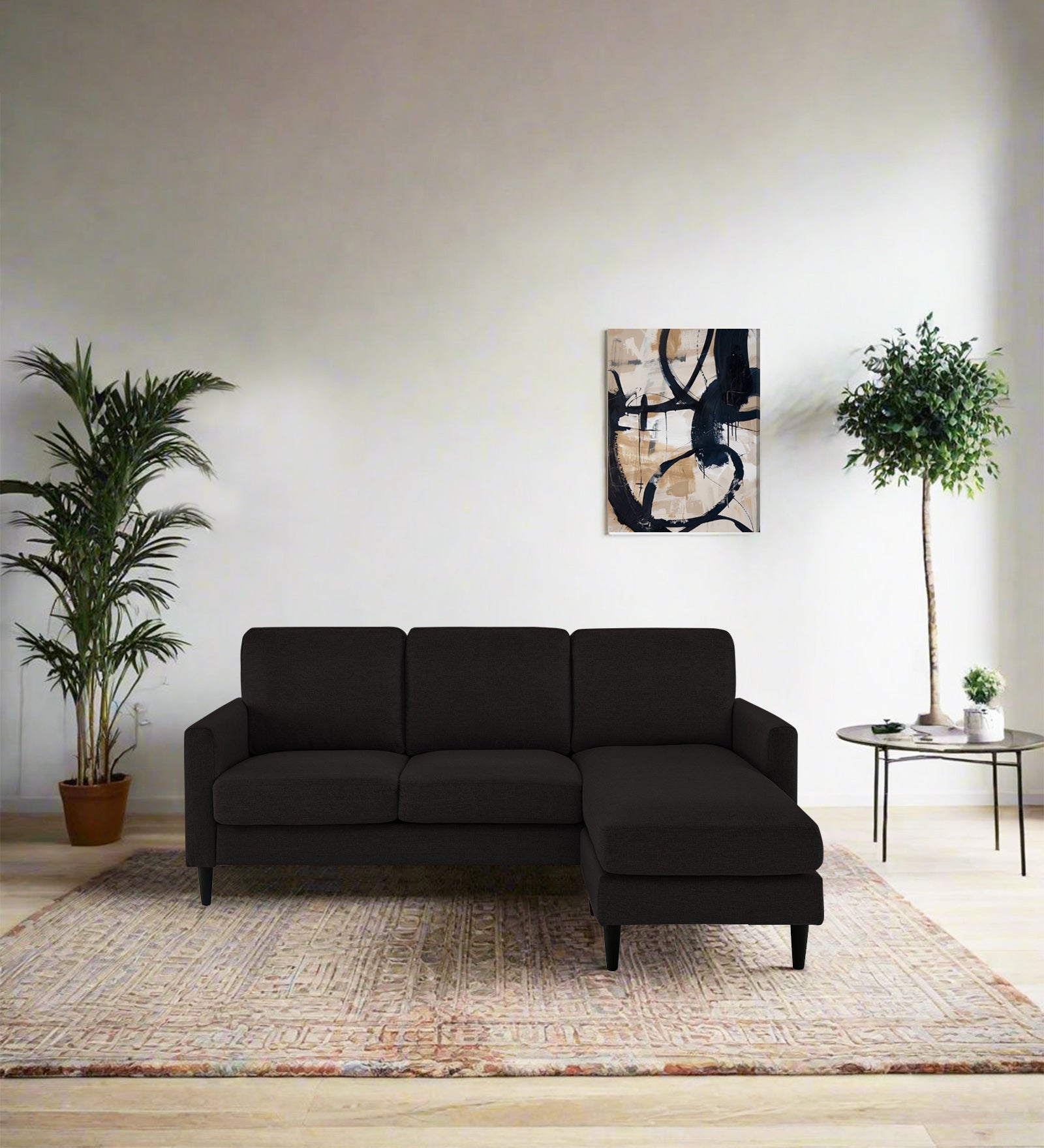 Romie Fabric LHS Sectional Sofa (2+Lounger) In Cara Brown Colour - Febonic Living