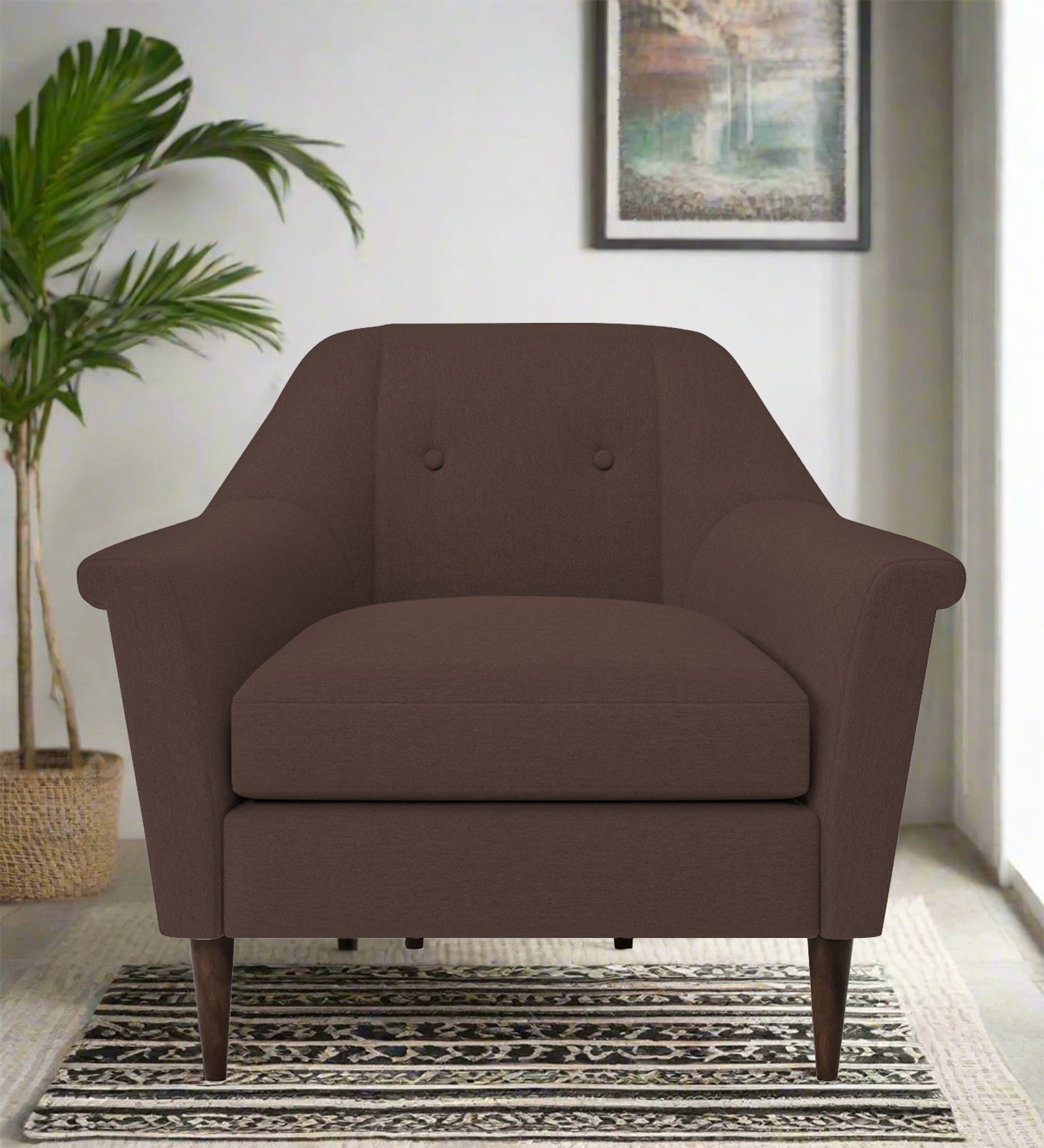 Homer Fabric 1 Seater Sofa In Caramel Brown Colour - Febonic Living