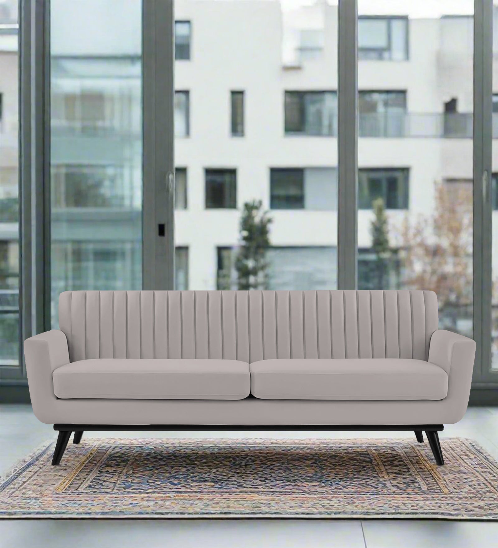 Tucker Velvet 3 Seater Sofa In Pearl Grey Colour - Febonic Living