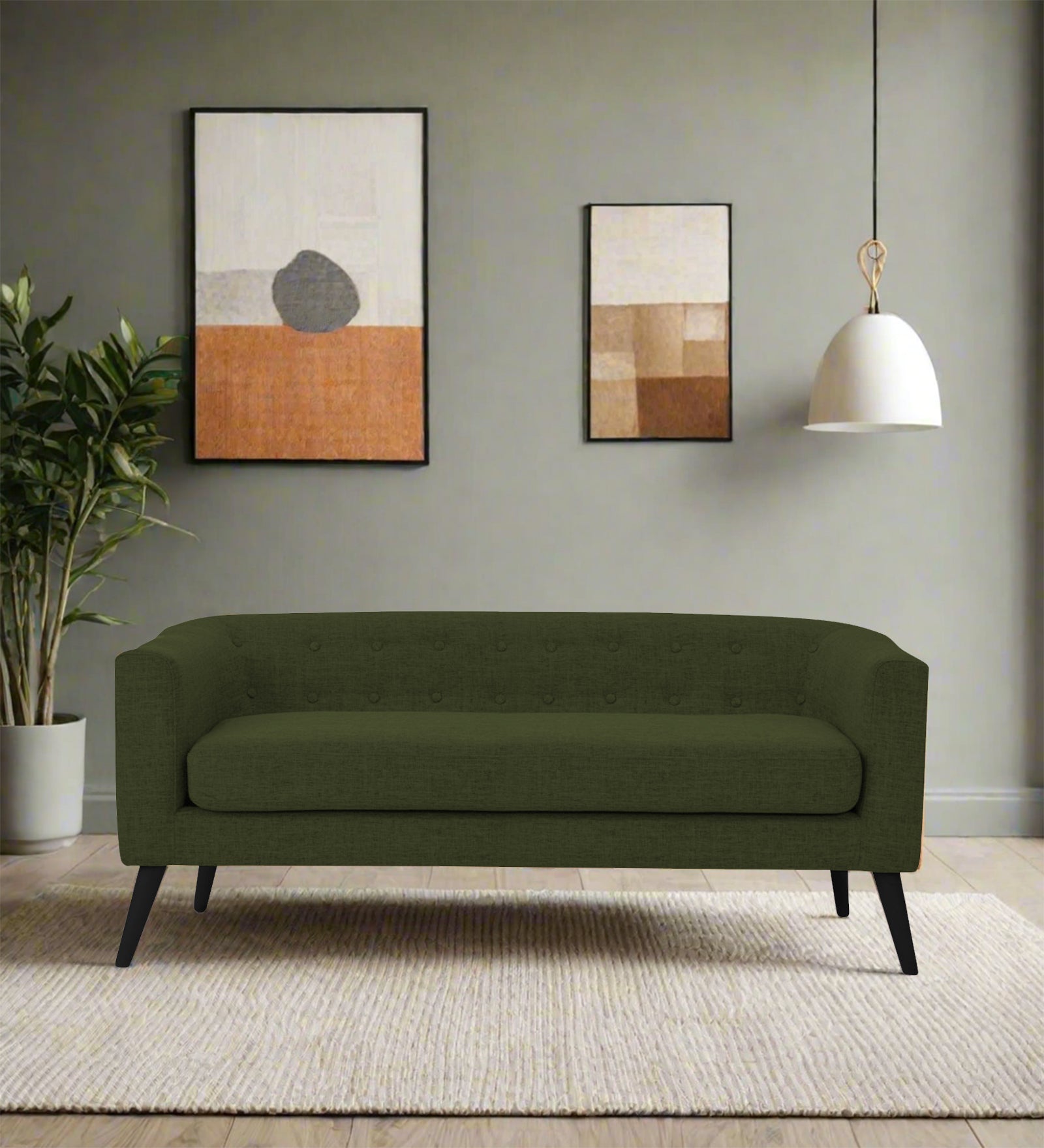 Casper Fabric 3 Seater Sofa in Olive Green Colour