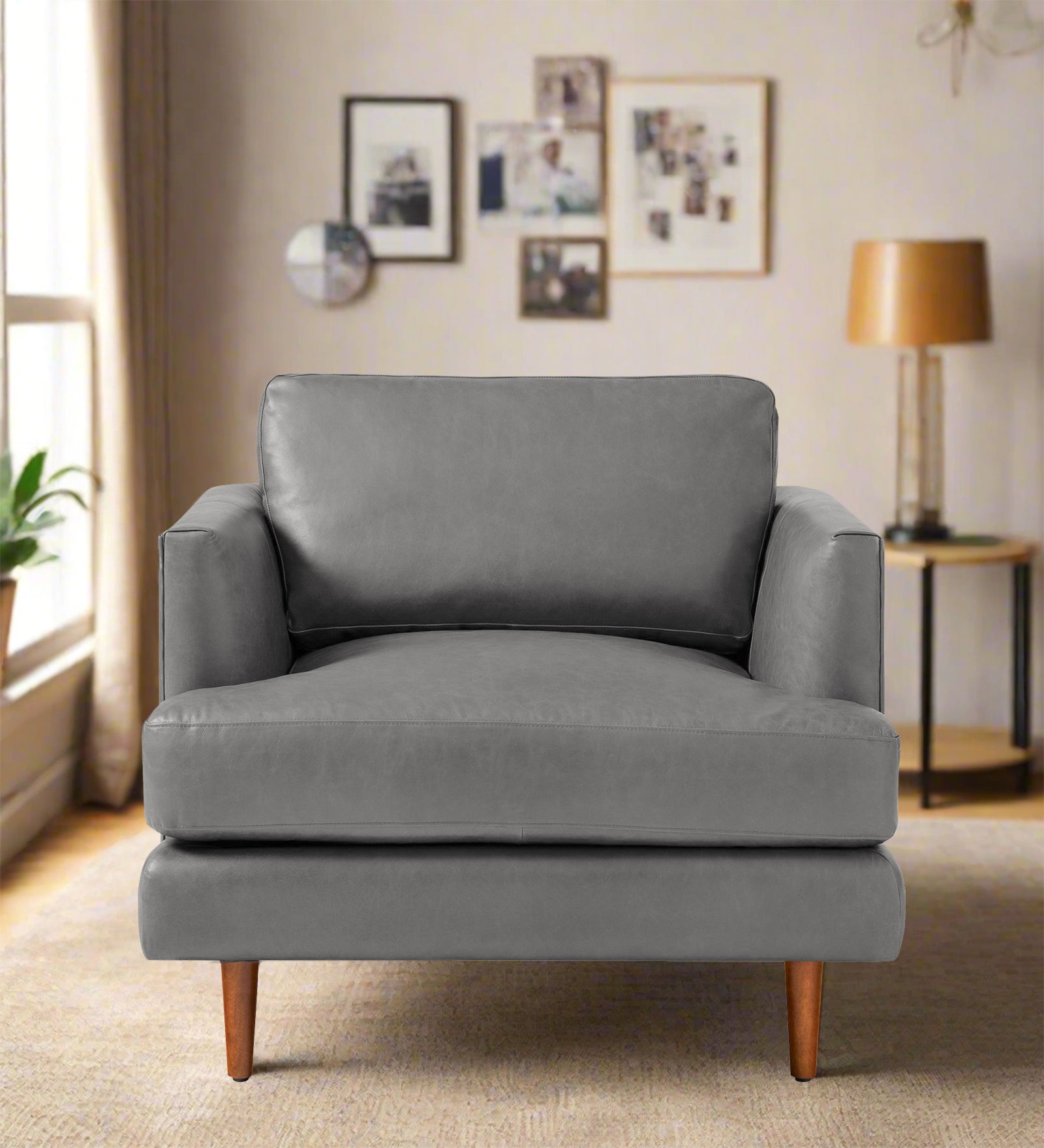 Sterio Leatherette 1 Seater Sofa In Dim Grey Colour - Febonic Living