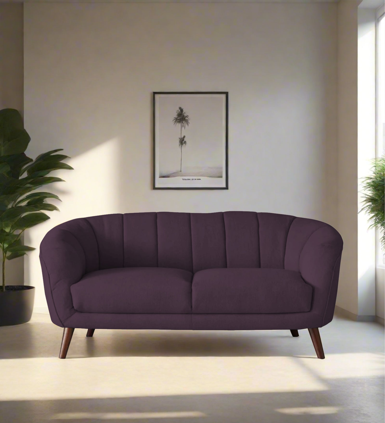 Benjamin Fabric 2 Seater Sofa In Greek Purple Colour - Febonic Living