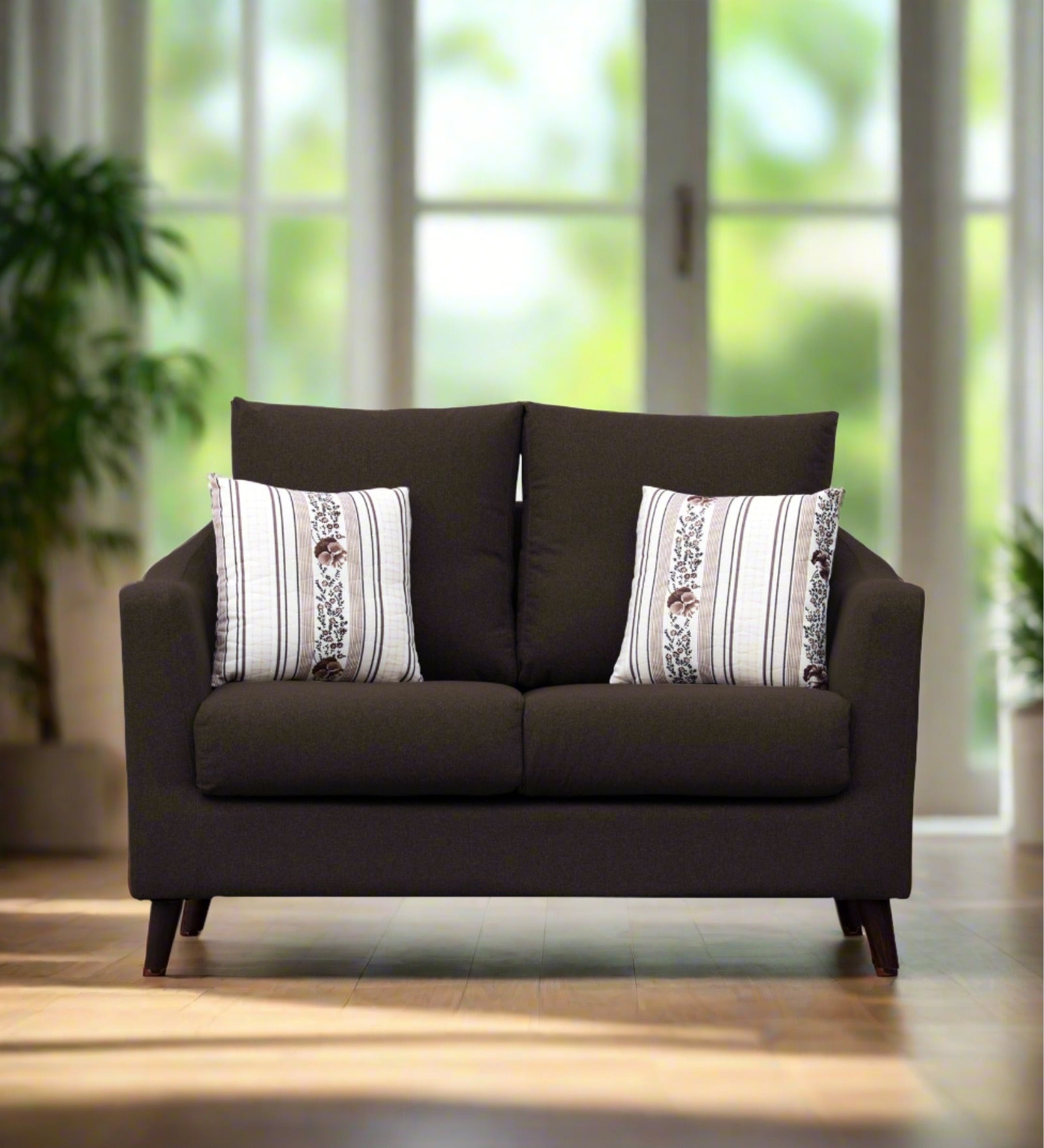 Kevin Fabric 2 Seater Sofa In Coffee Brown Colour - Febonic Living