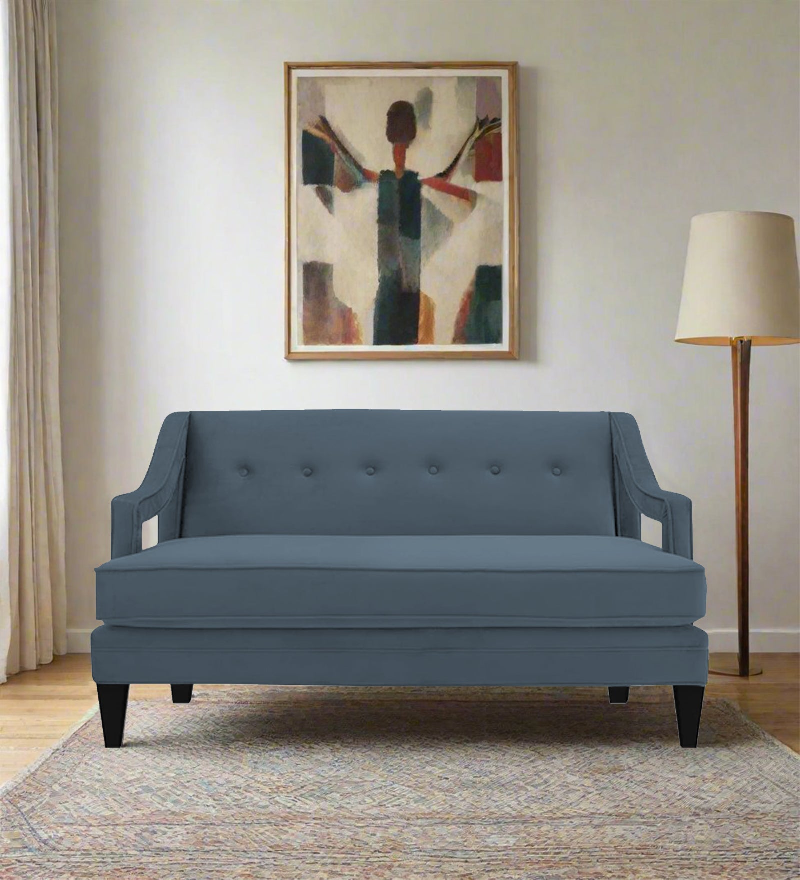 Daffy Velvet 2 Seater Sofa In Oxford Blue Colour - Febonic Living