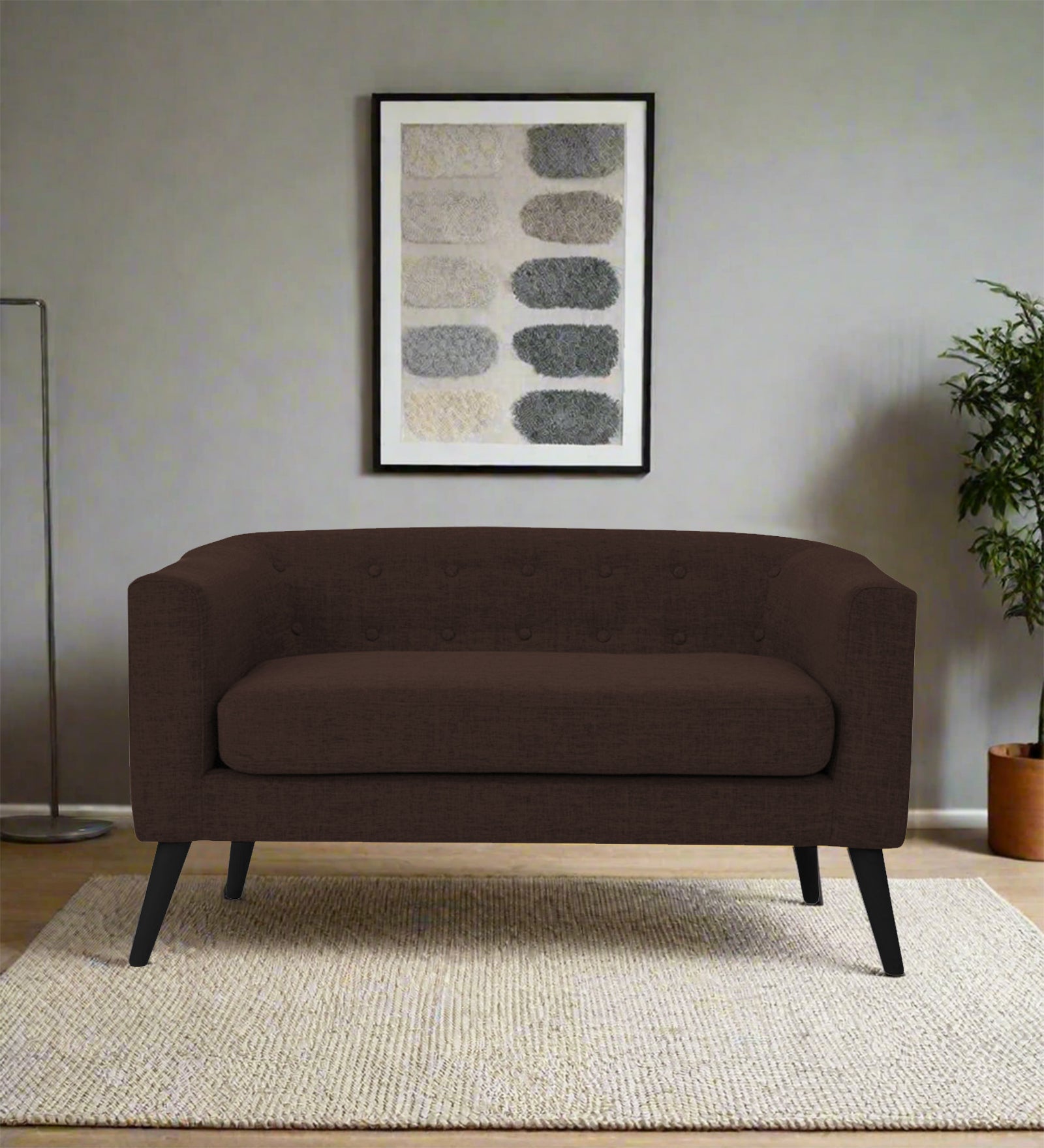 Casper Fabric 2 Seater Sofa In Coffee Brown Colour - Febonic Living