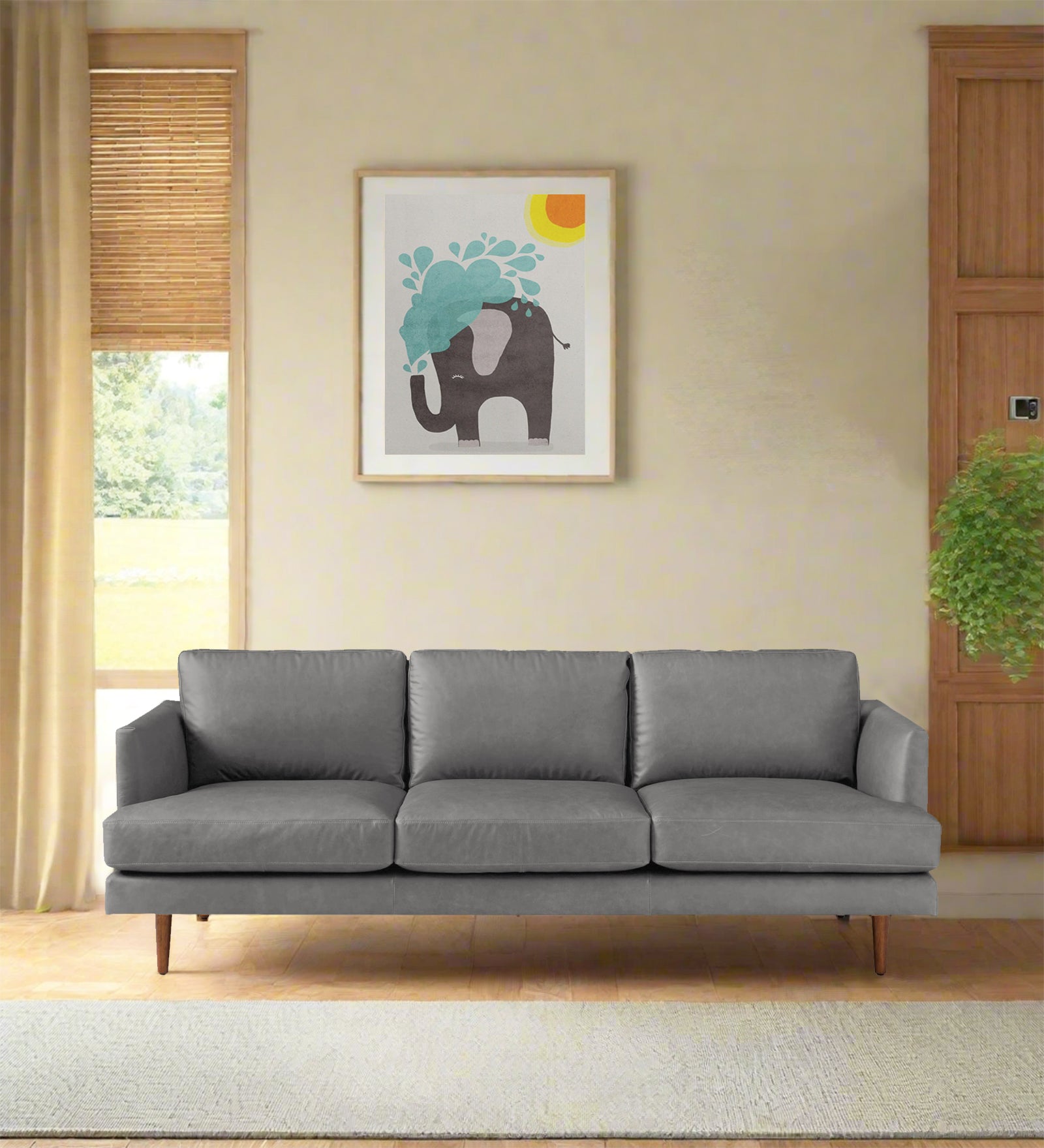 Sterio Leatherette 3 Seater Sofa In Dim Grey Colour - Febonic Living