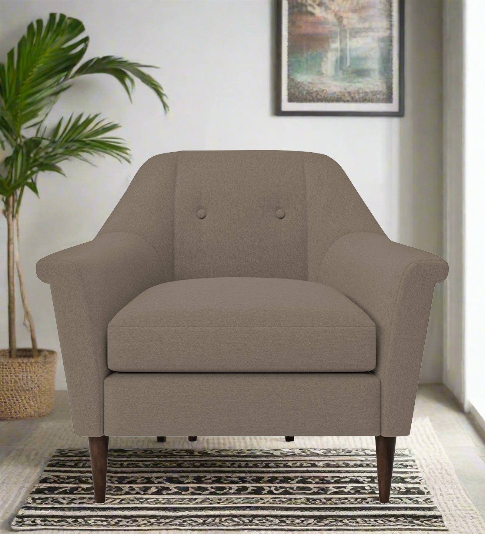 Homer Fabric 1 Seater Sofa In Hazel Beige Colour - Febonic Living
