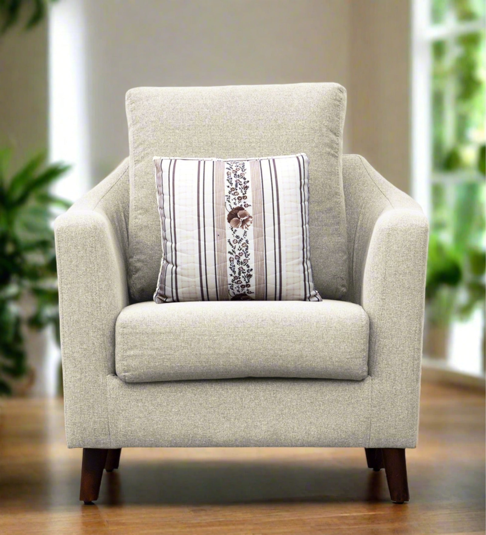 Kevin Fabric 1 Seater Sofa In Ivory Cream Colour - Febonic Living