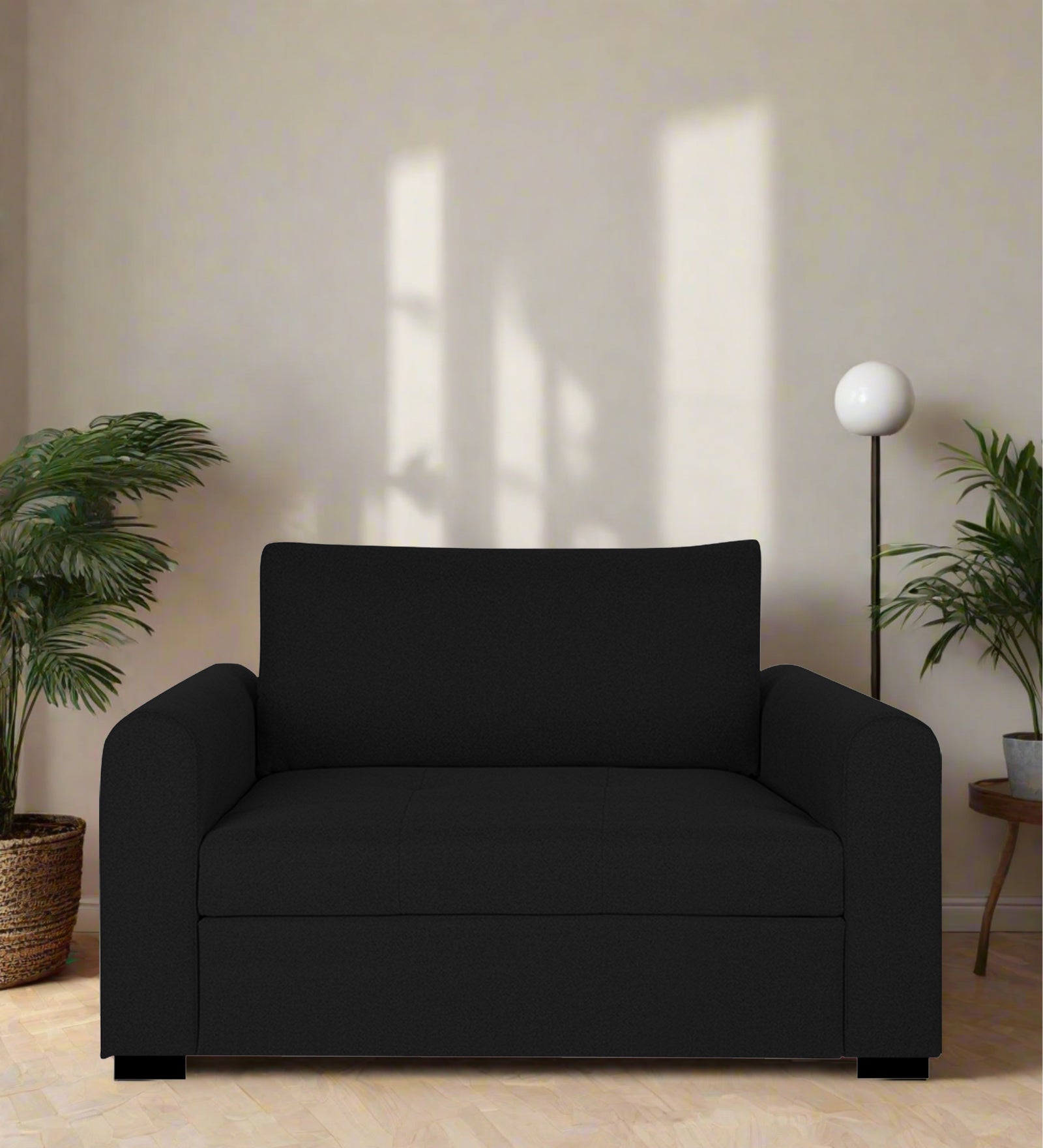 Sigma Fabric 1 Seater Sofa In Zed Black Colour - Febonic Living