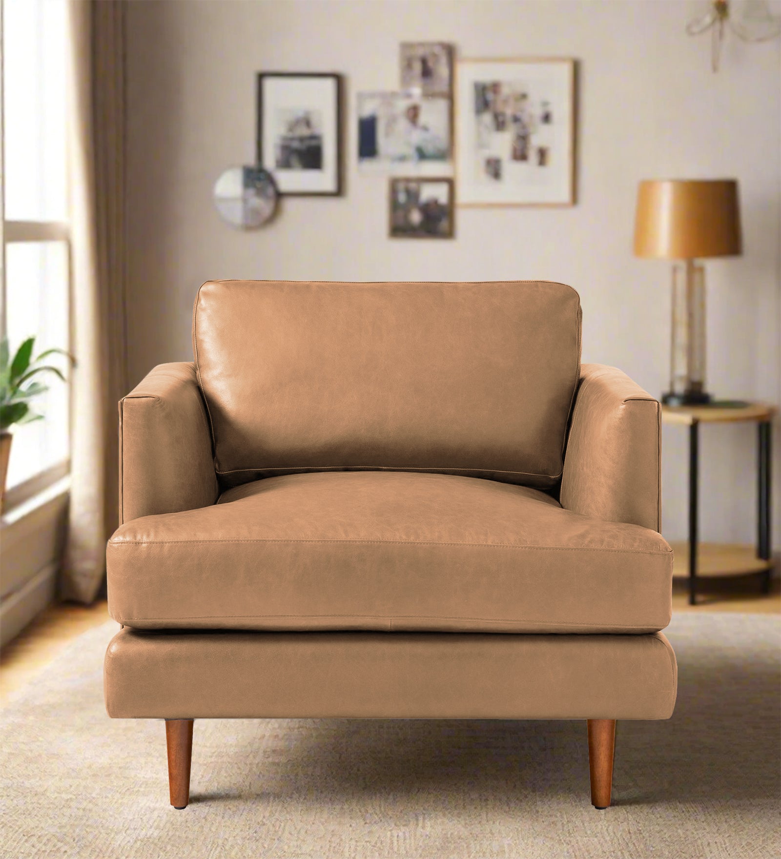 Sterio Leatherette 1 Seater Sofa In Sepia Beige Colour - Febonic Living