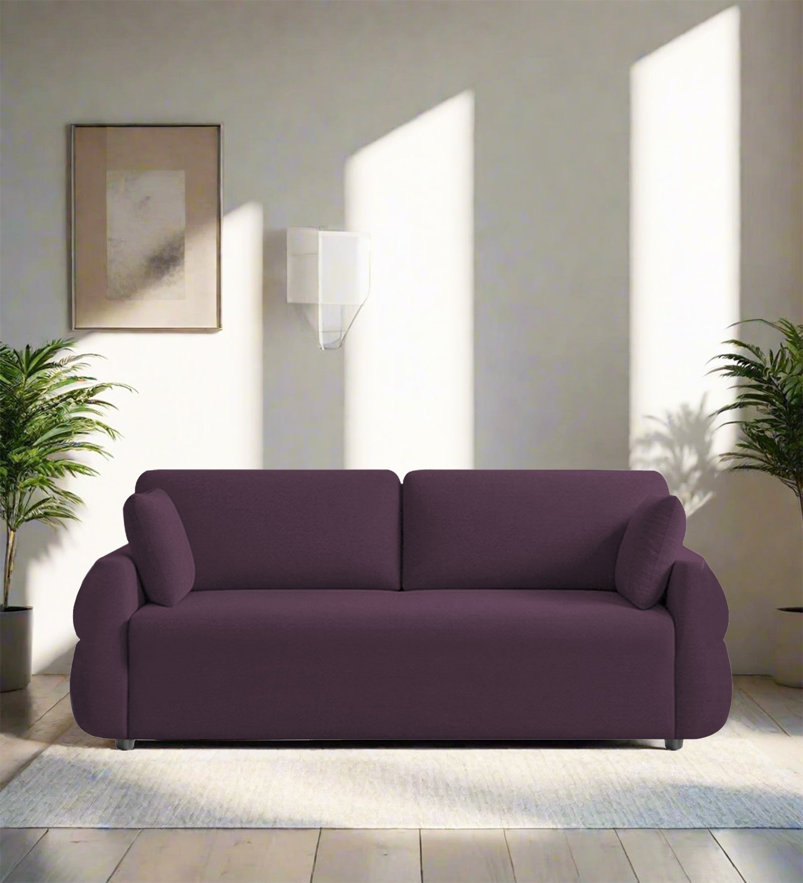 Jack Fabric 3 Seater Sofa In Greek Purple Colour - Febonic Living