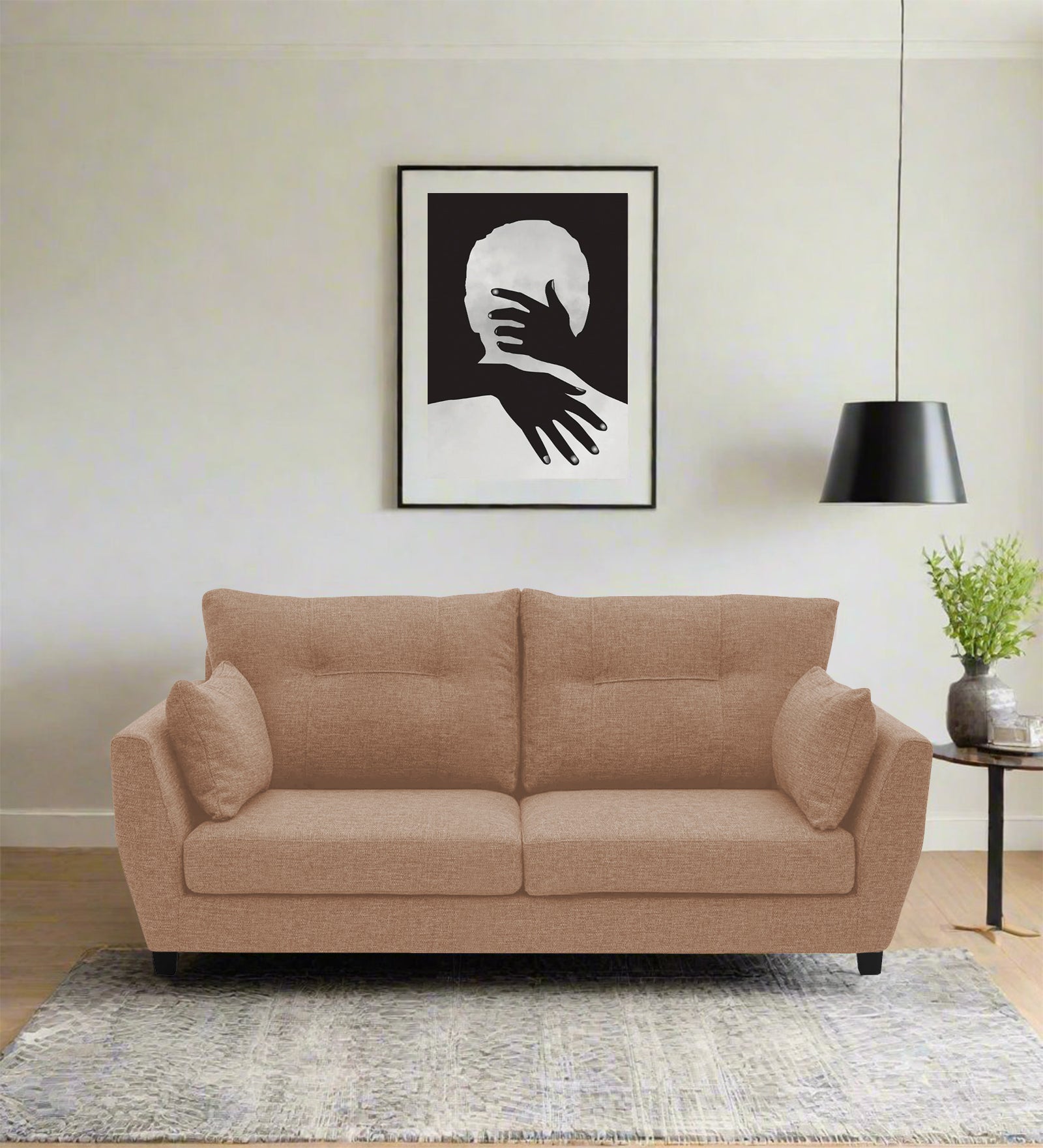 Mario Fabric 2 Seater Sofa In Cosmic Beige Colour - Febonic Living
