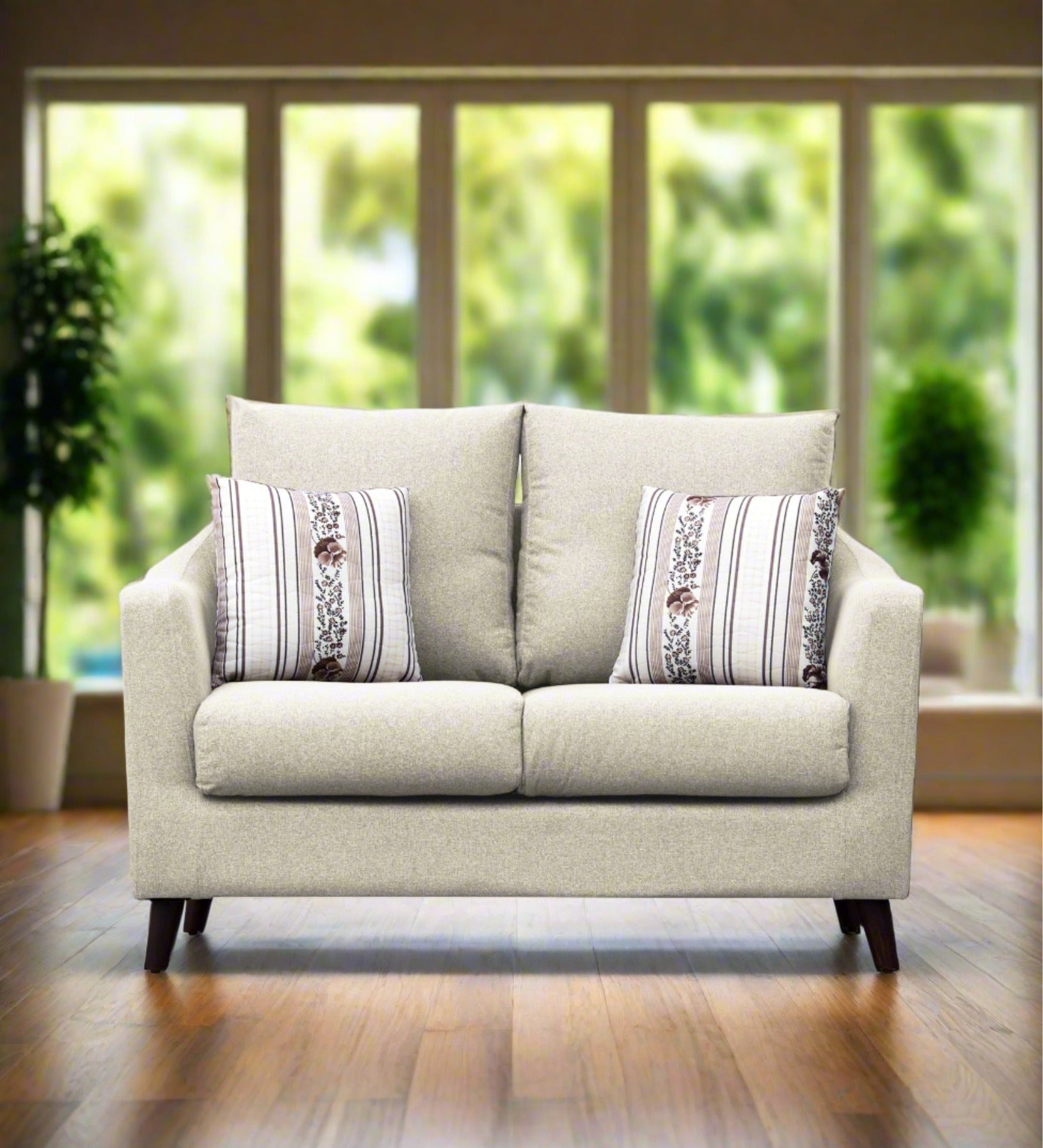 Kevin Fabric 2 Seater Sofa In Ivory Cream Colour - Febonic Living
