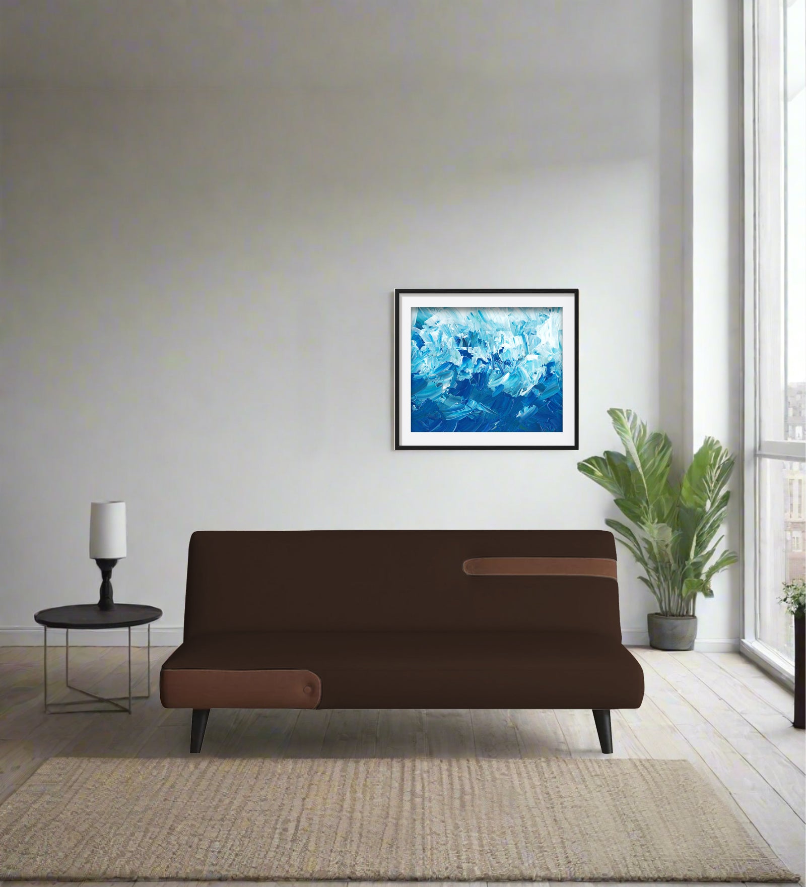 Vedan Fabric 3 Seater Convertible Sofa Cum Bed In Cidar Brown Colour - Febonic Living