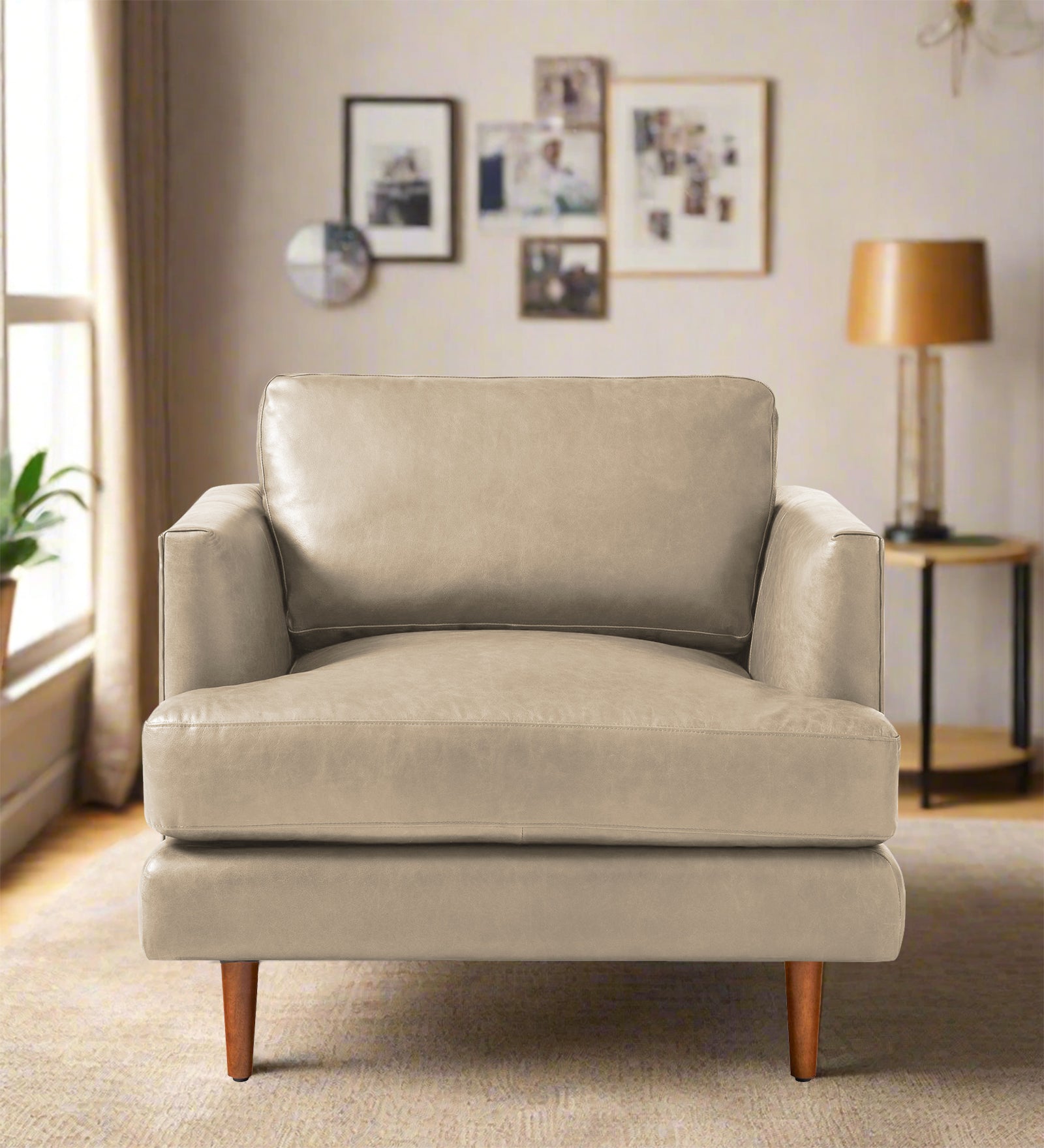Sterio Leatherette 1 Seater Sofa In Tan Beige Colour - Febonic Living