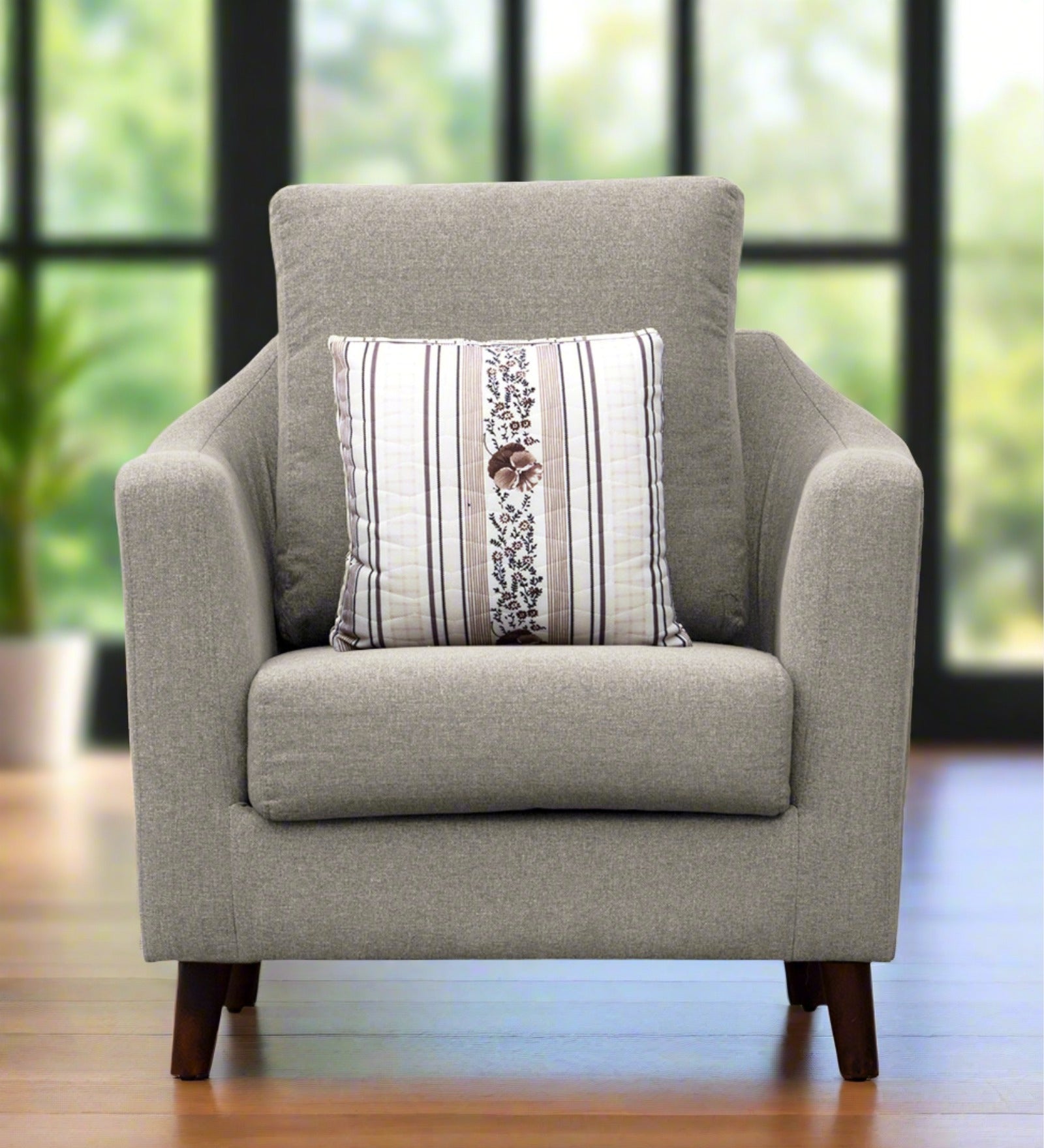 Kevin Fabric 1 Seater Sofa In Ash Grey Colour - Febonic Living