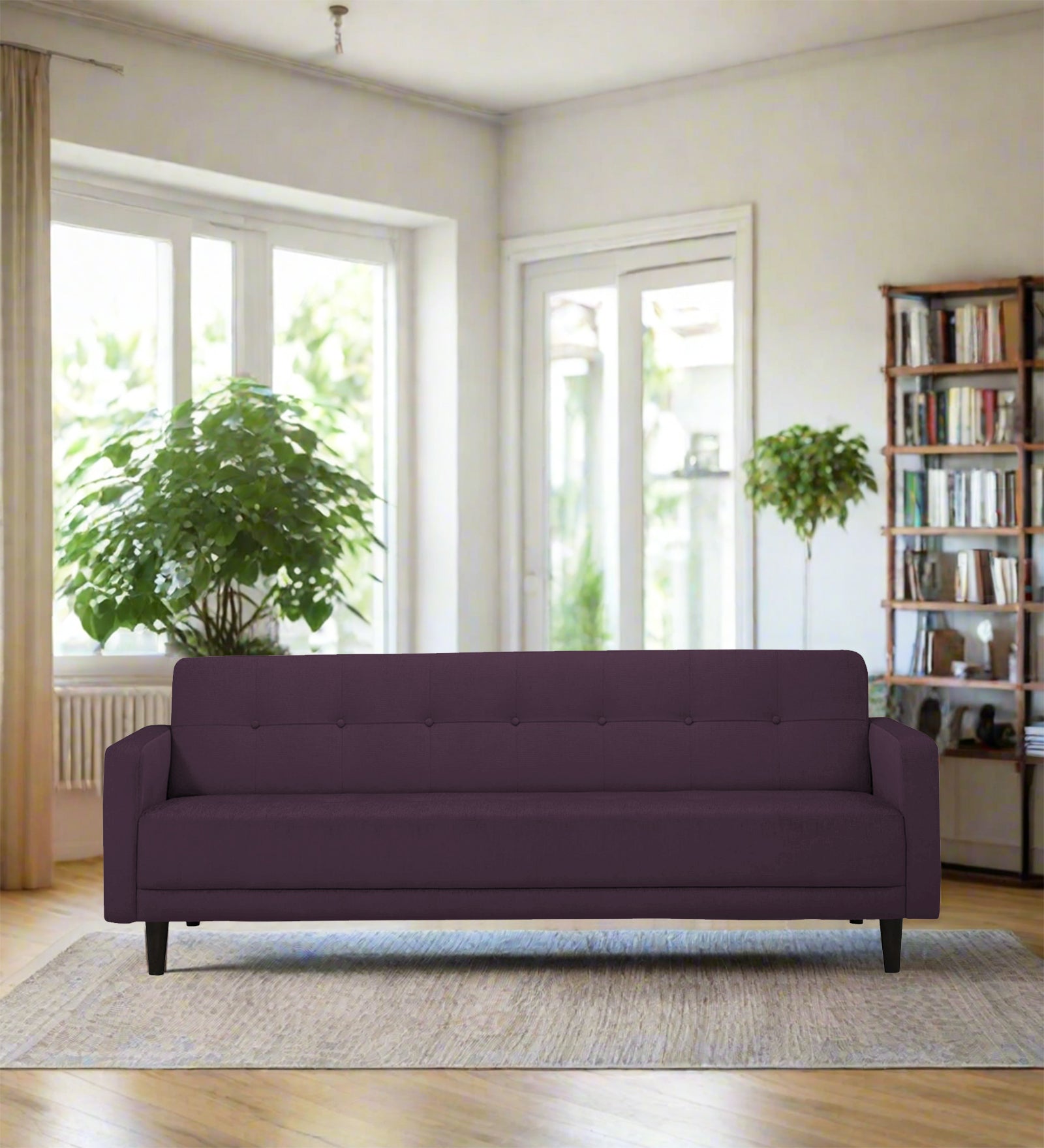 Noha Fabric 3 Seater Sofa In Greek Purple Colour - Febonic Living