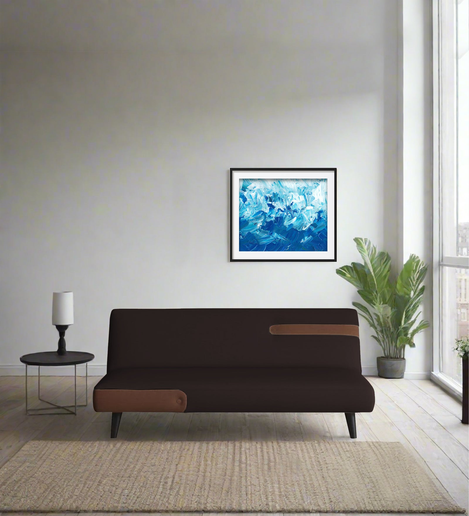 Vedan Fabric 3 Seater Convertible Sofa Cum Bed In Dark Brown Colour - Febonic Living