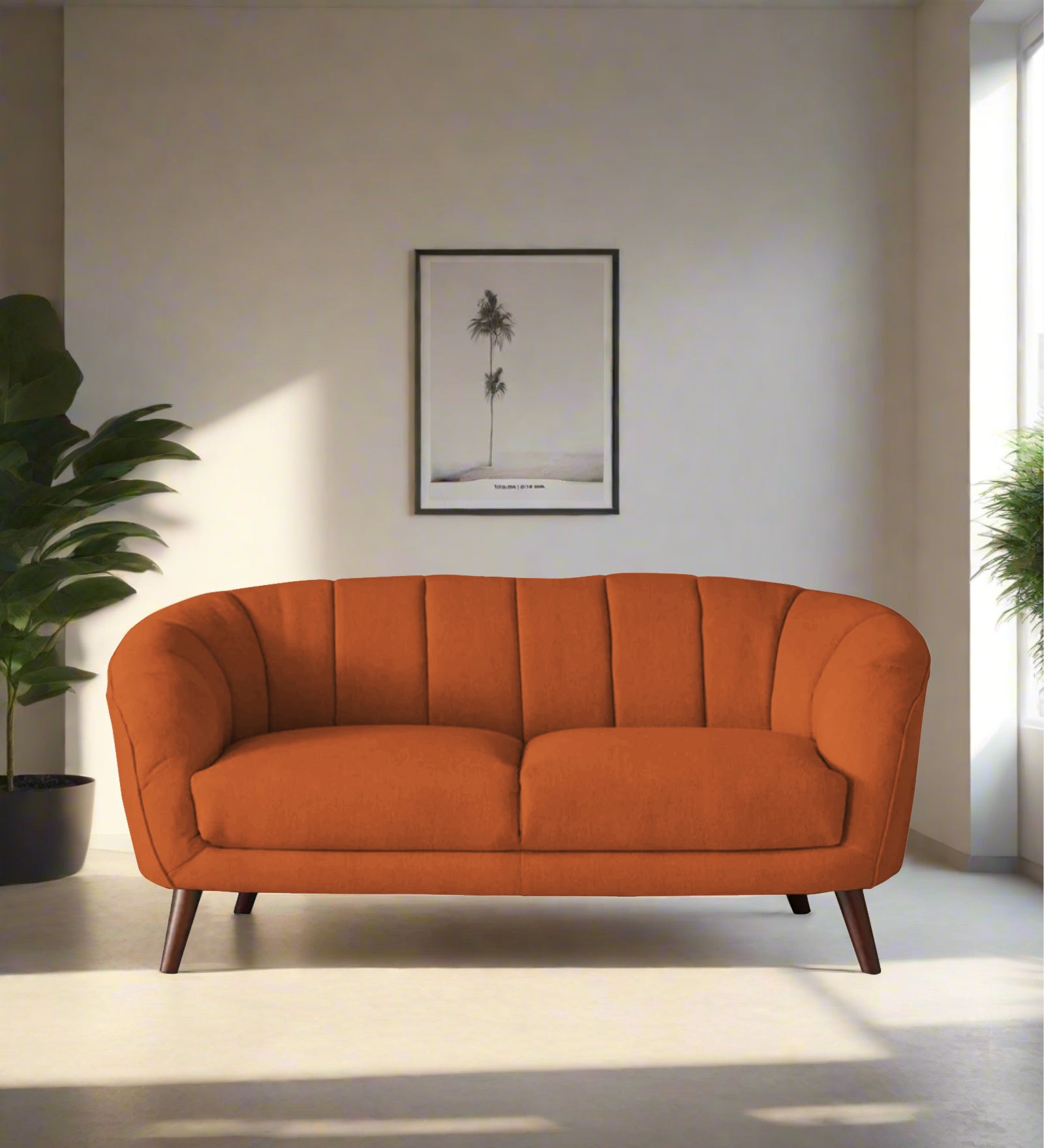Benjamin Fabric 2 Seater Sofa In Vivid Orange Colour - Febonic Living
