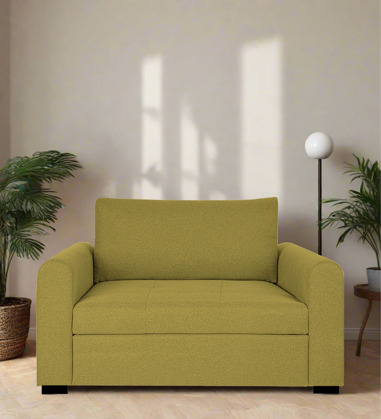 Sigma Fabric 1 Seater Sofa In Parrot Green Colour - Febonic Living