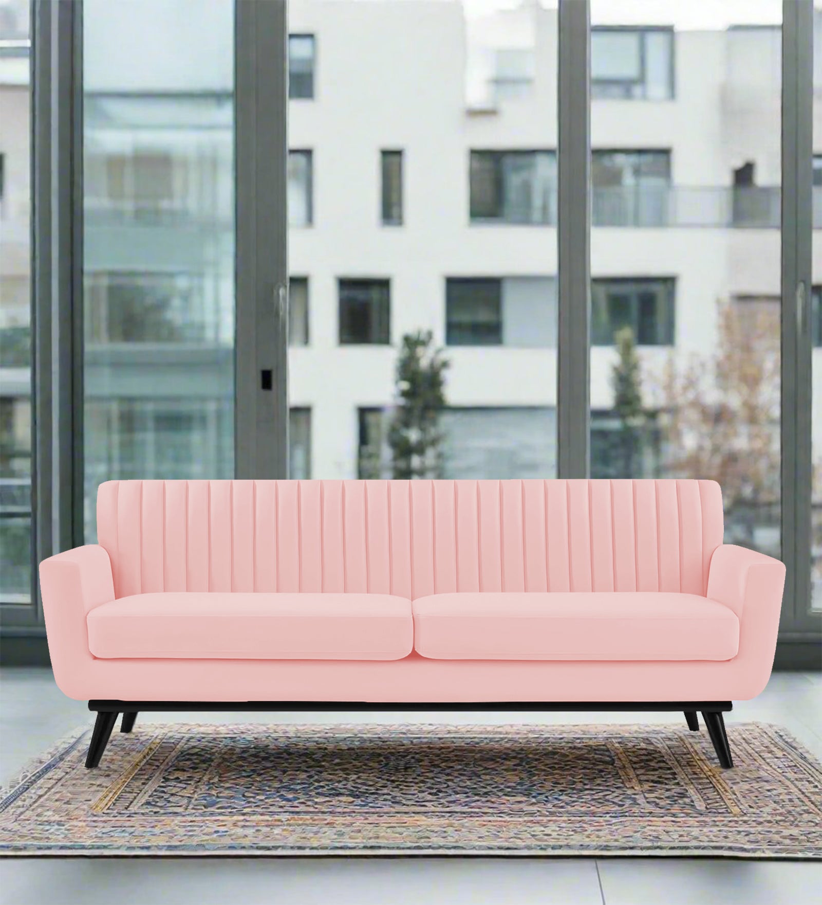 Tucker Velvet 3 Seater Sofa In Millennial Pink Colour - Febonic Living