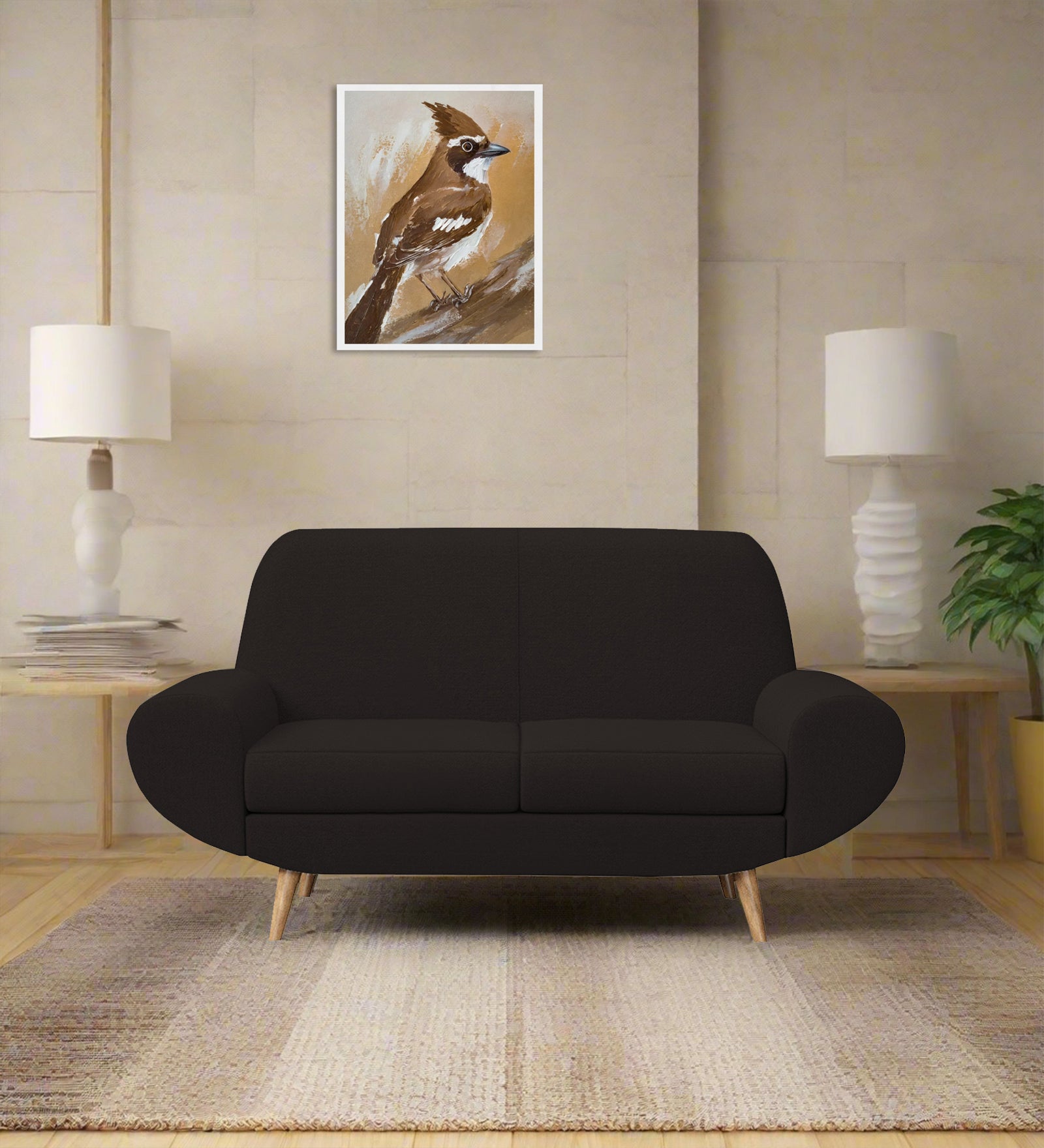 Jessy Fabric 2 Seater Sofa In Cara Brown Colour - Febonic Living