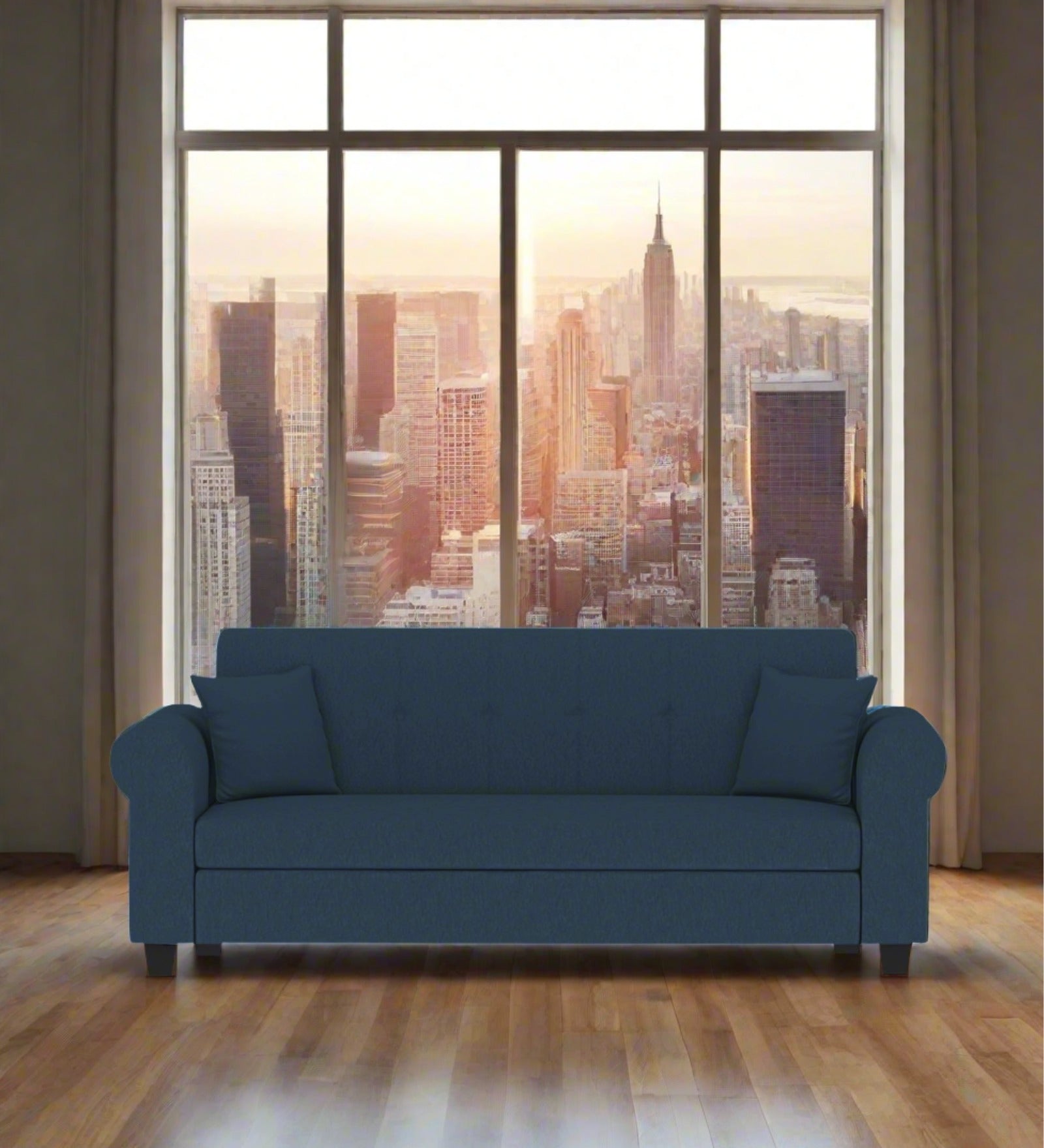 Derado Fabric 3 Seater Sofa In Light Blue Colour - Febonic Living