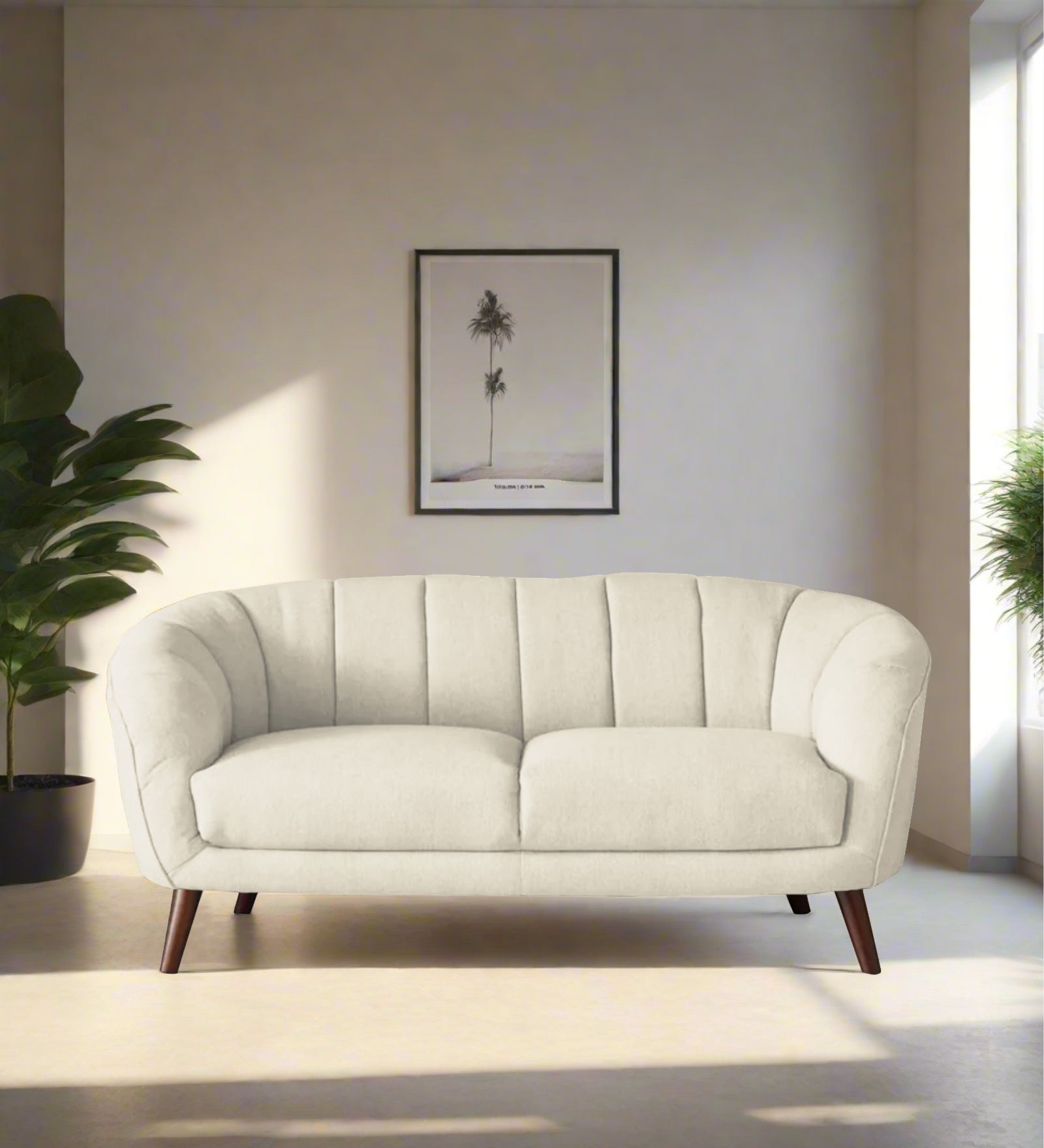 Benjamin Fabric 2 Seater Sofa In Ivory Cream Colour - Febonic Living