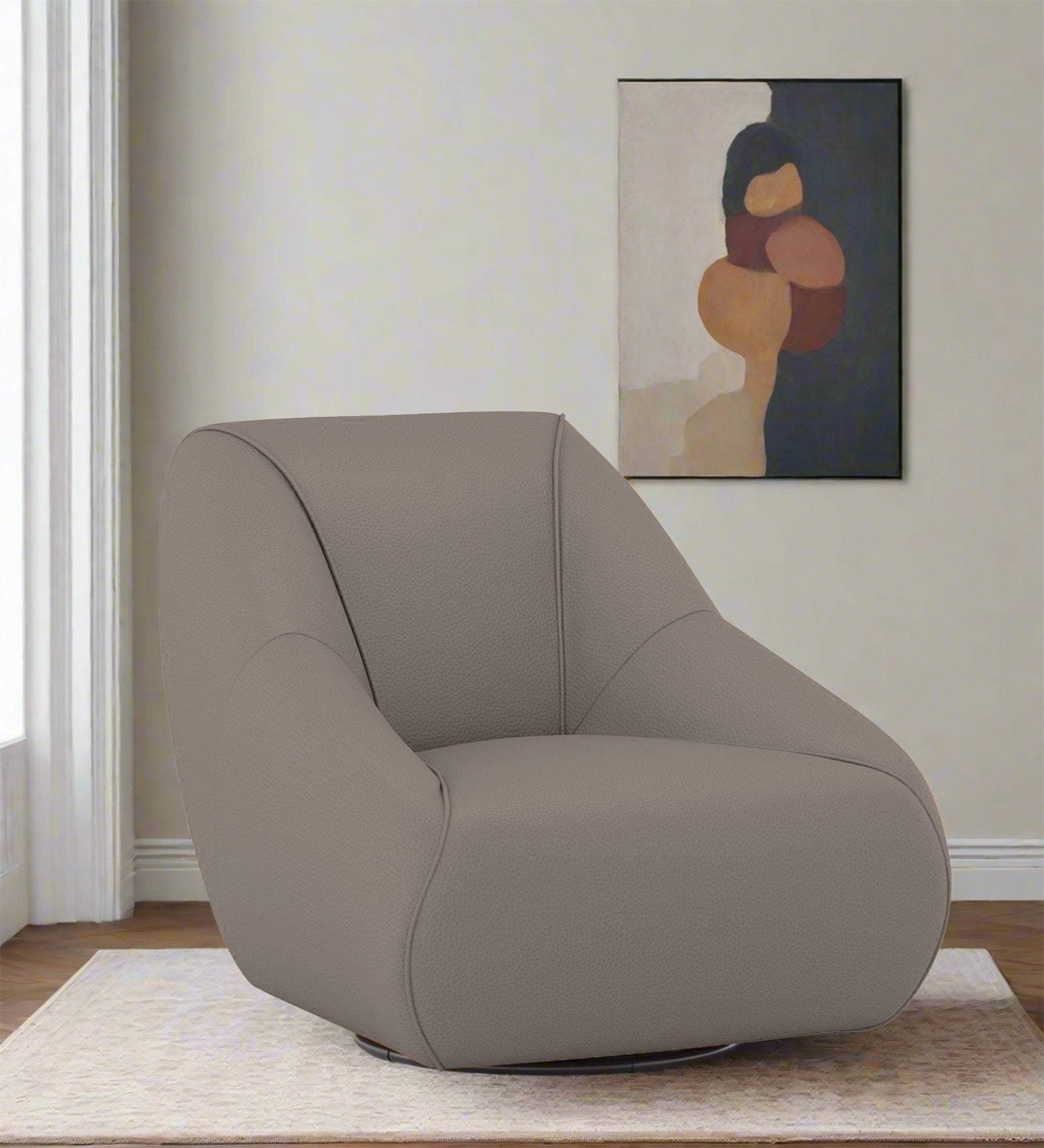 Willow Swivel Leatherette Chair - Steel Grey by Febonic Living