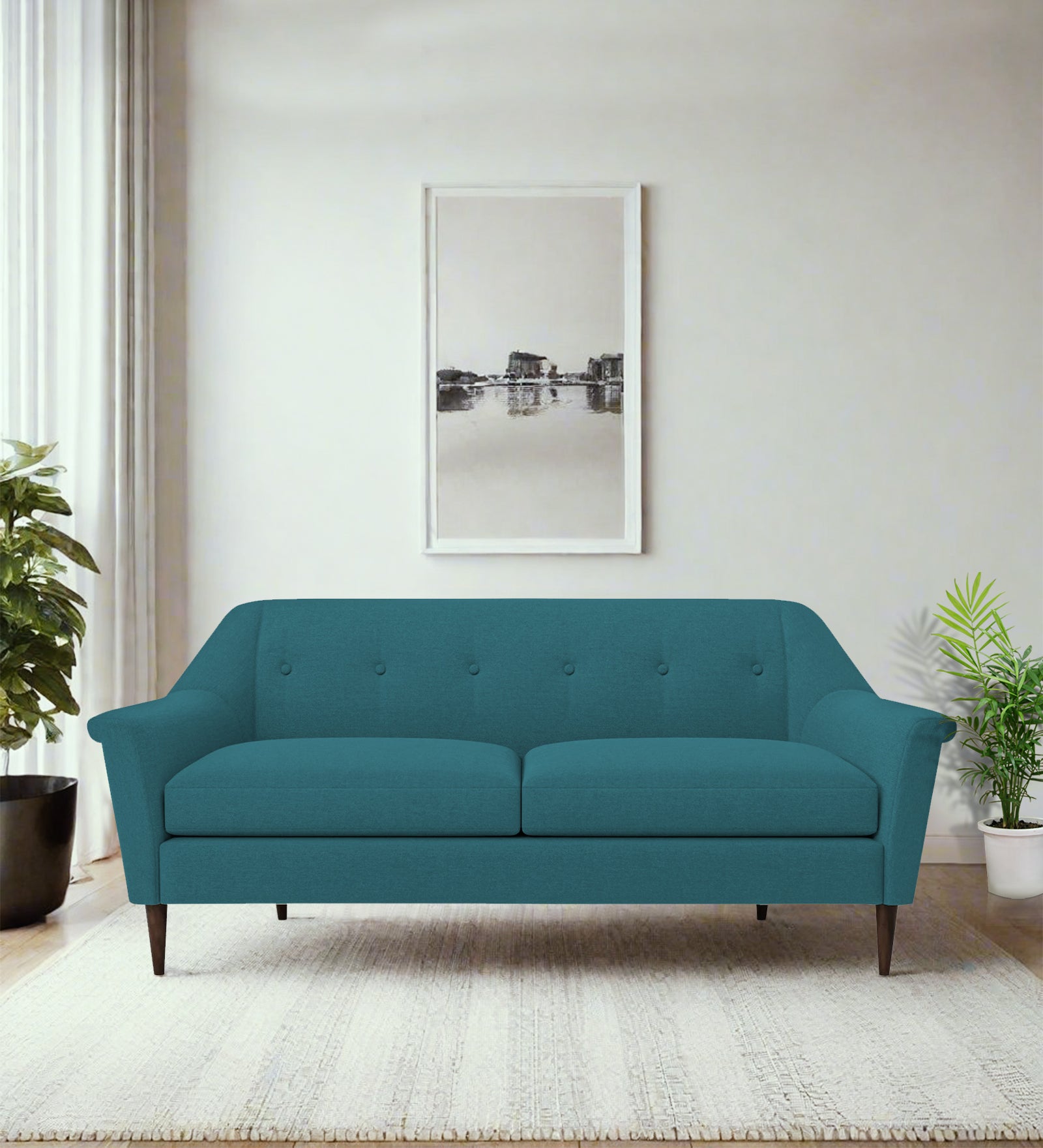 Homer Fabric 3 Seater Sofa In Water Blue Colour - Febonic Living