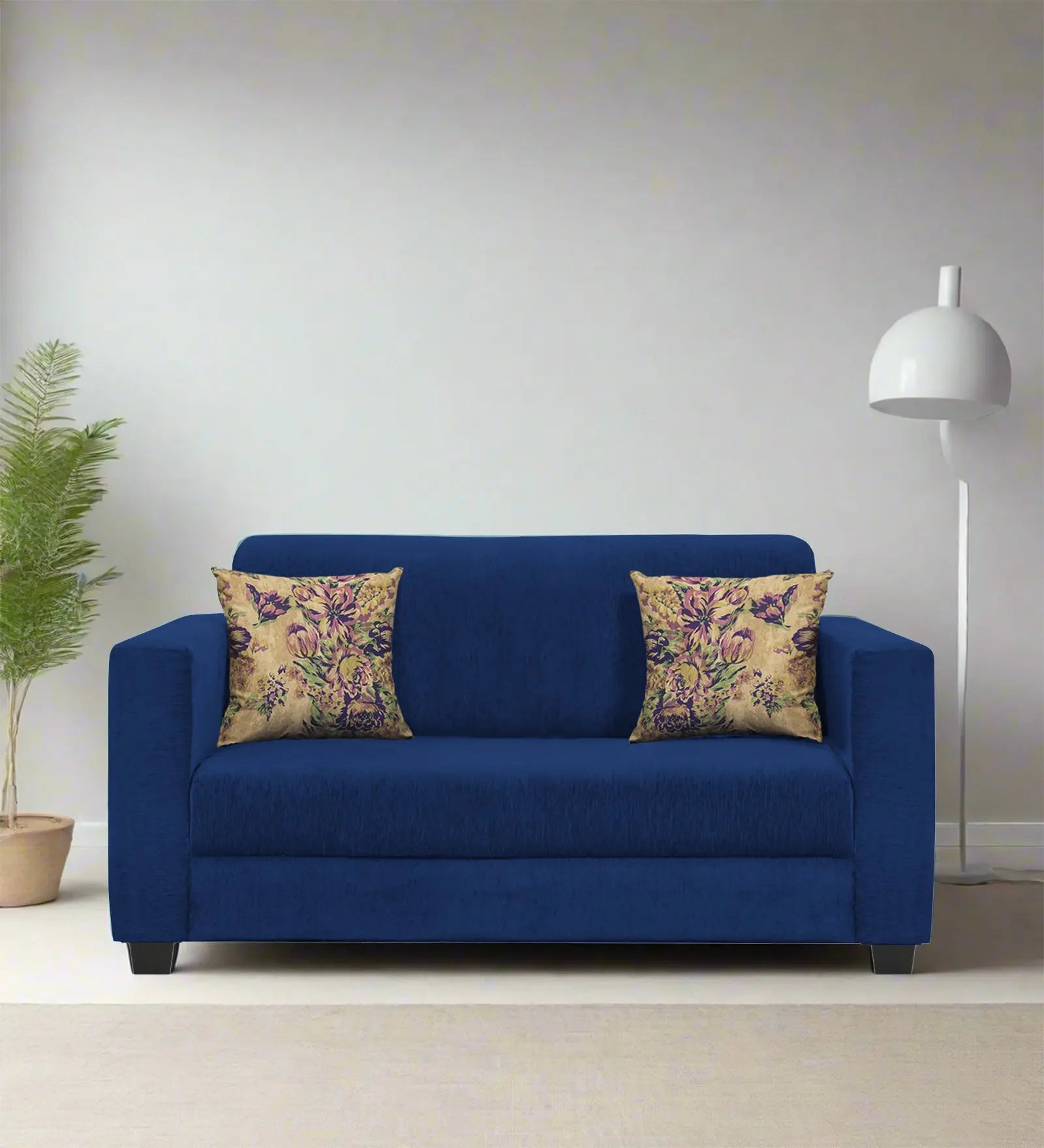Lipu Fabric 2 Seater Sofa In Royal Blue Colour Febonic Living