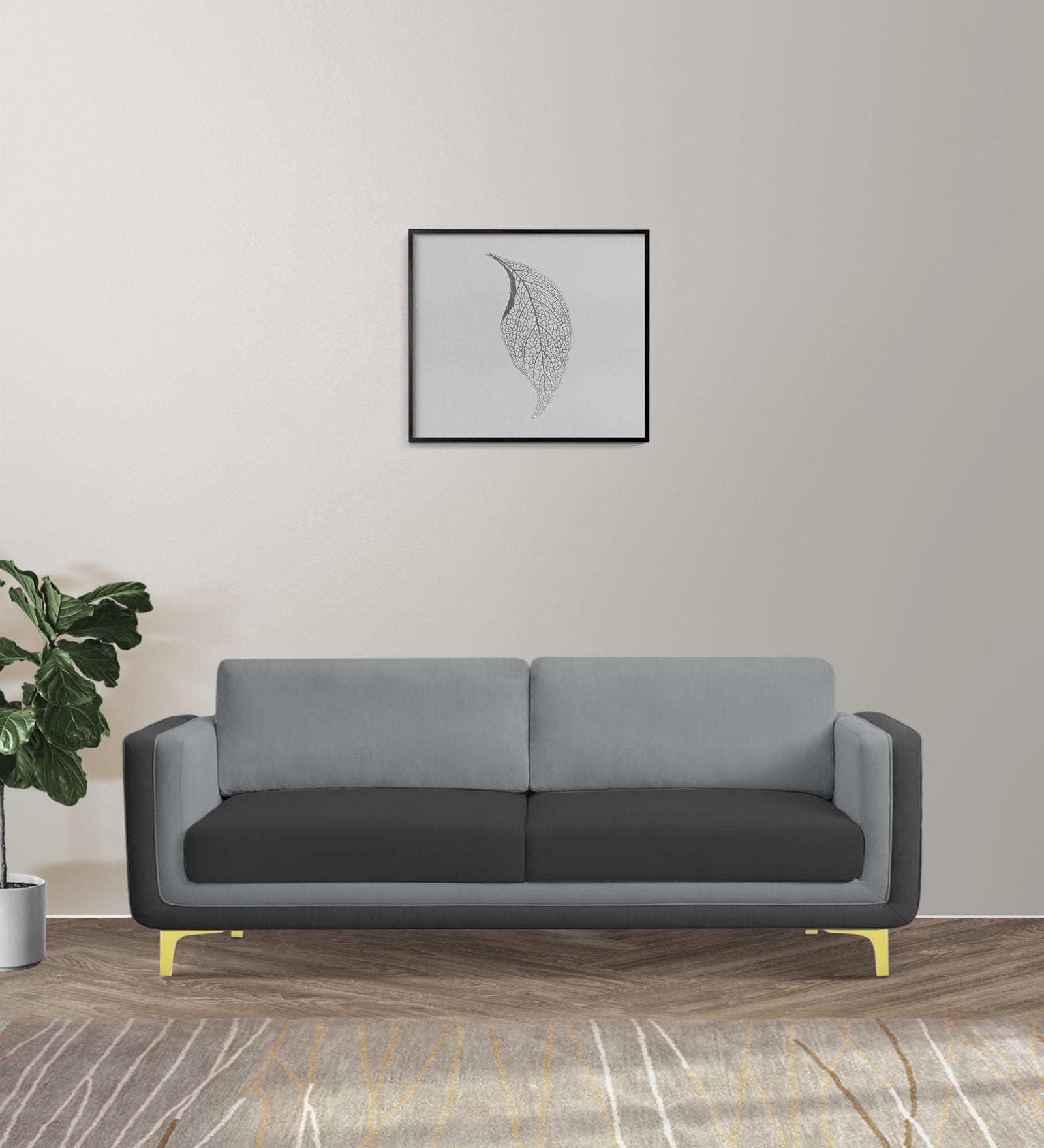 Visky Velvet 3 Seater Sofa in Pearl Grey-Hory Grey Colour