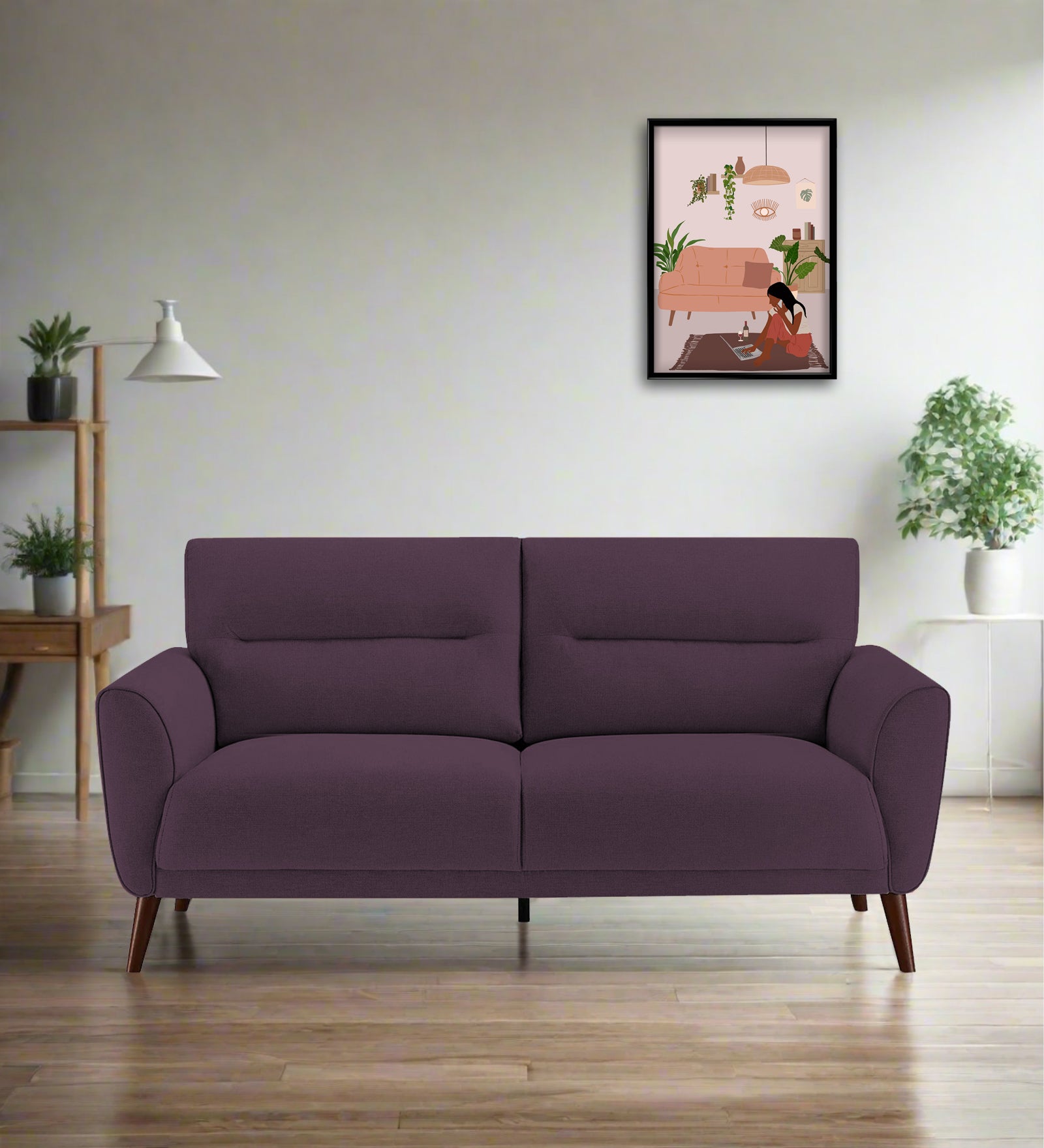Castro Fabric 2 Seater Sofa In Greek Purple Colour - Febonic Living