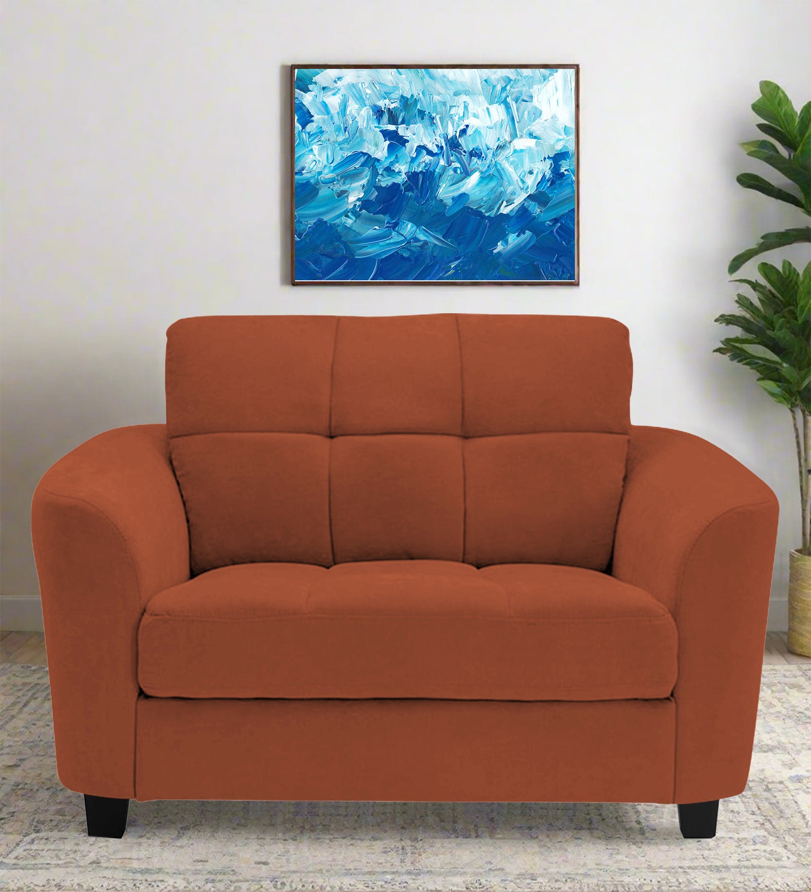 Mulan Fabric 1 Seater Sofa In Royal Orange Colour - Febonic Living