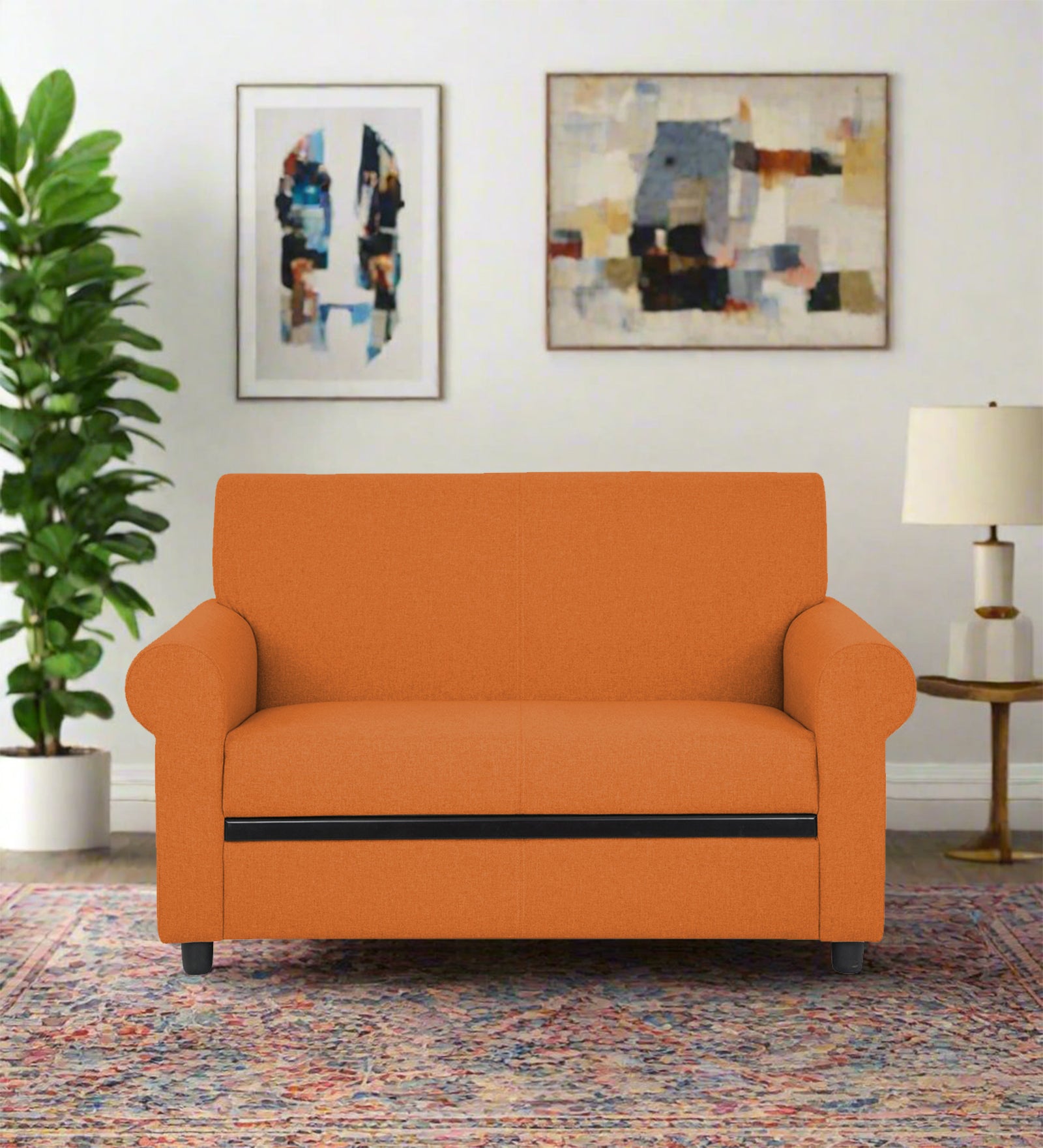 Ribby 2 Seater Fabric Sofa - Dark Orange by Febonic Living