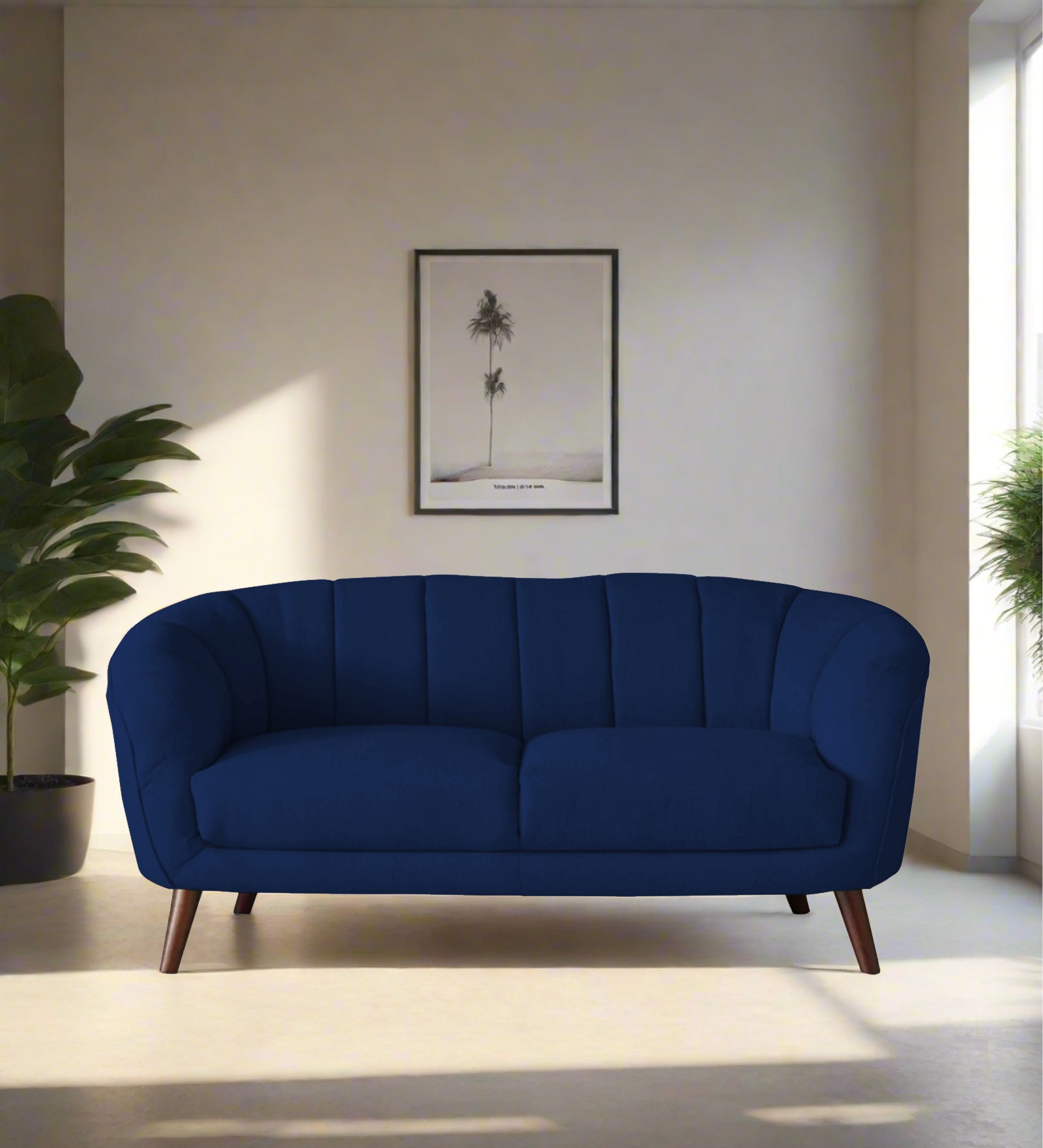 Benjamin Fabric 2 Seater Sofa In Royal Blue Colour - Febonic Living