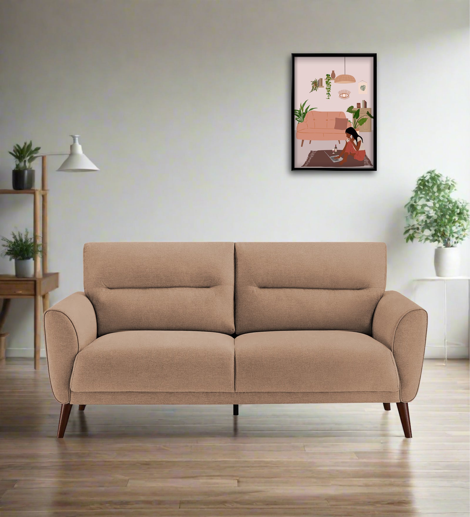 Castro Fabric 2 Seater Sofa In Cosmic Beige Colour - Febonic Living