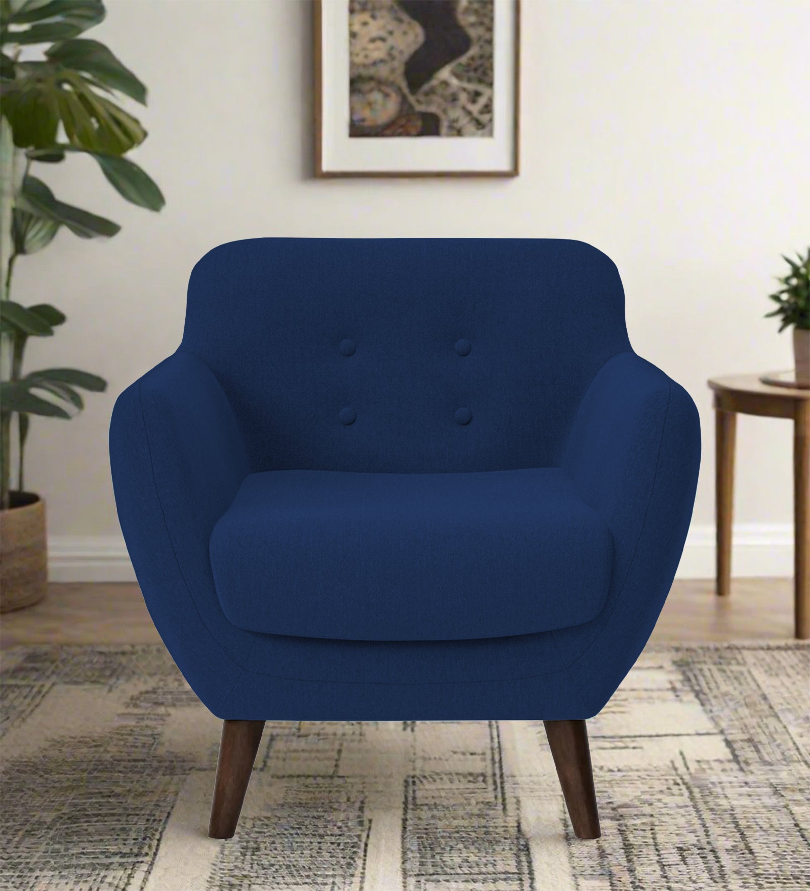 Goofy Fabric 1 Seater Sofa In Royal Blue Colour - Febonic Living