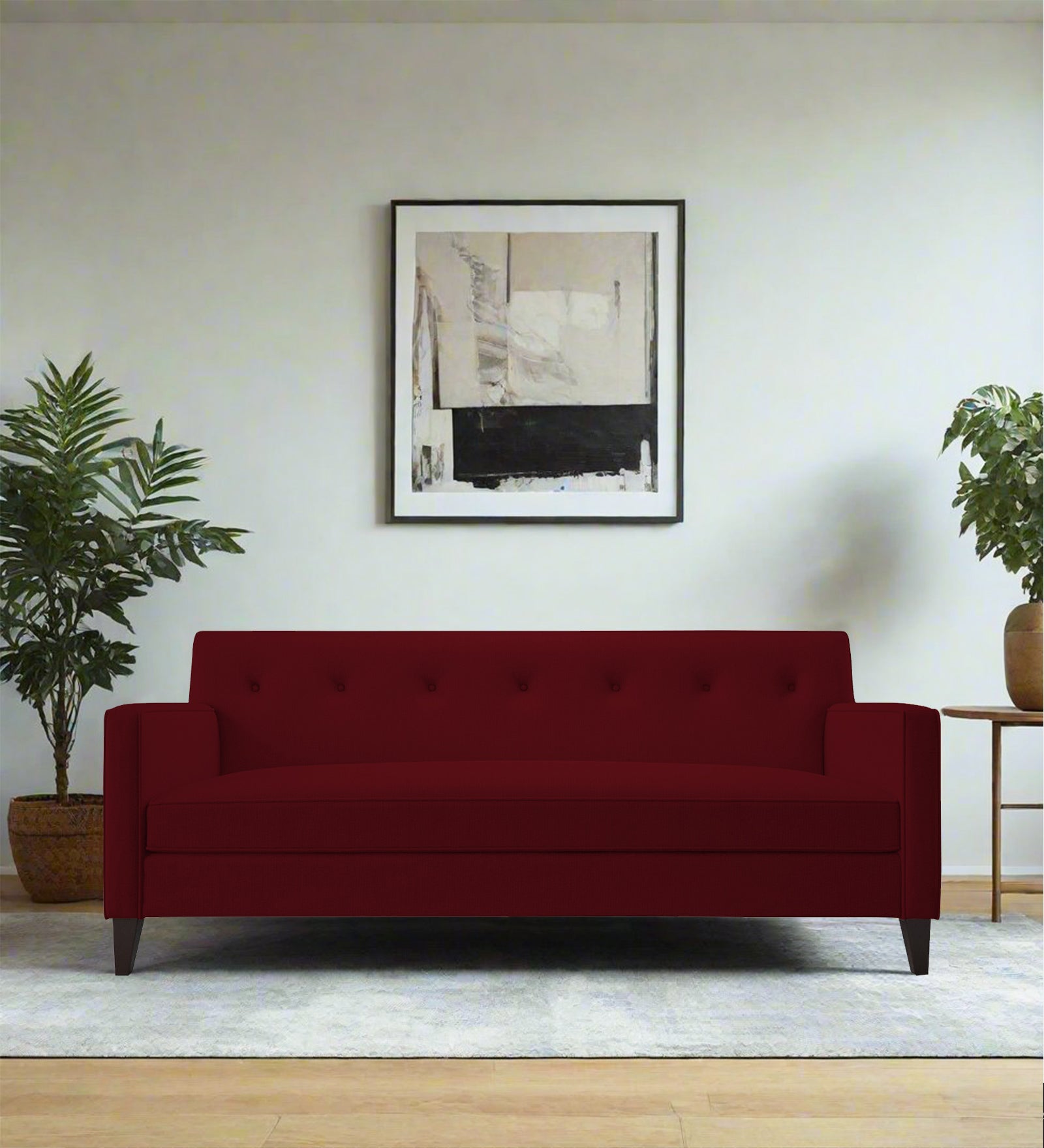 Miller Fabric 3 Seater Sofa In Ruby Red Colour - Febonic Living
