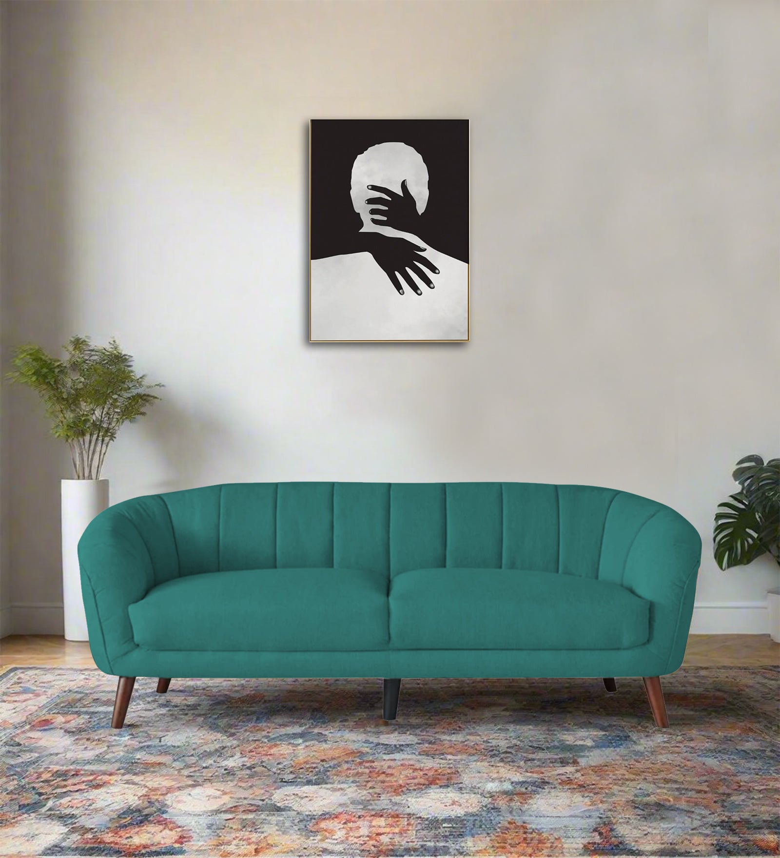 Benjamin Fabric Seater Sofa In Sea Green Colour