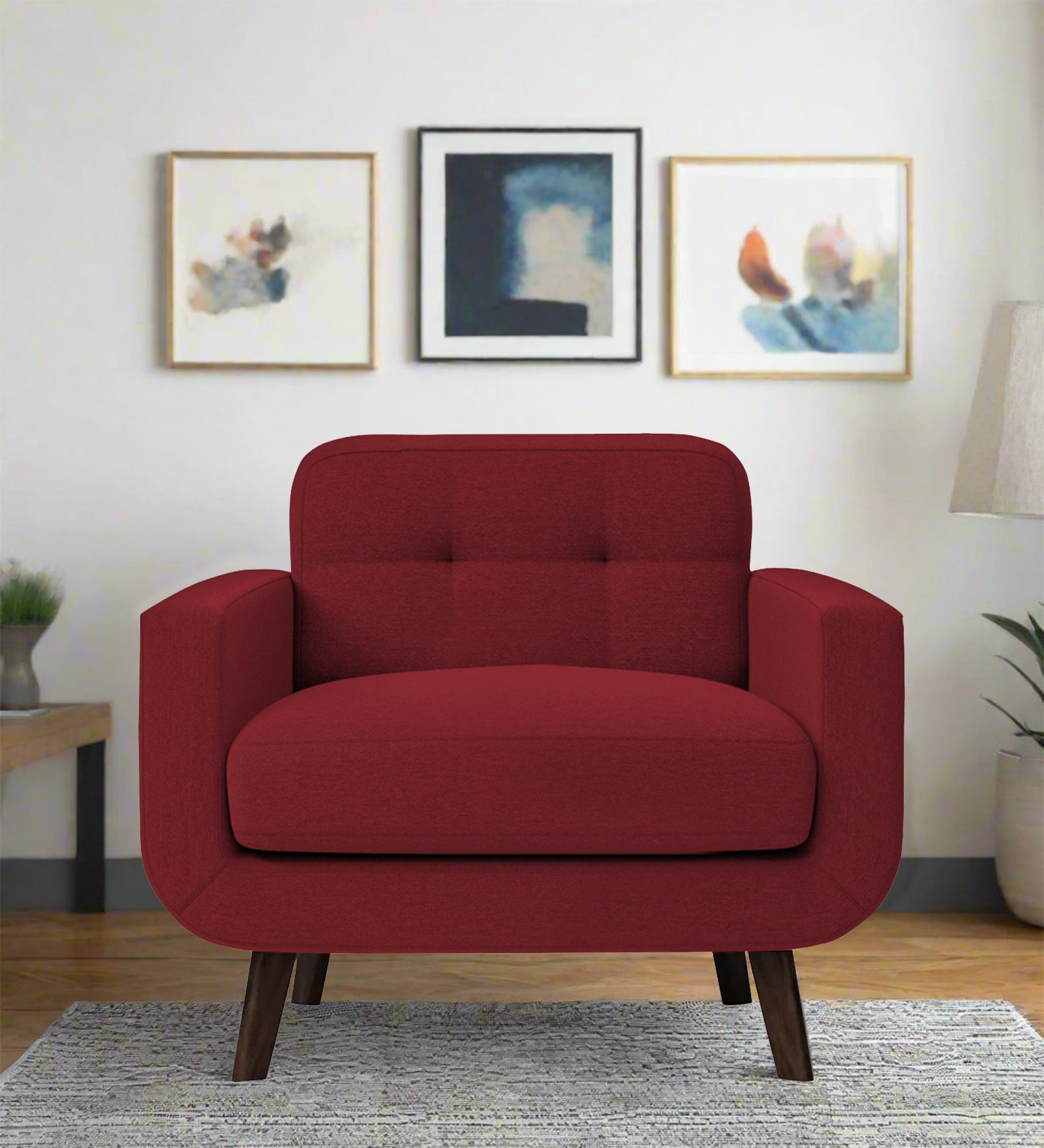Marsela Fabric 1 Seater Sofa In Chilli Red Colour - Febonic Living
