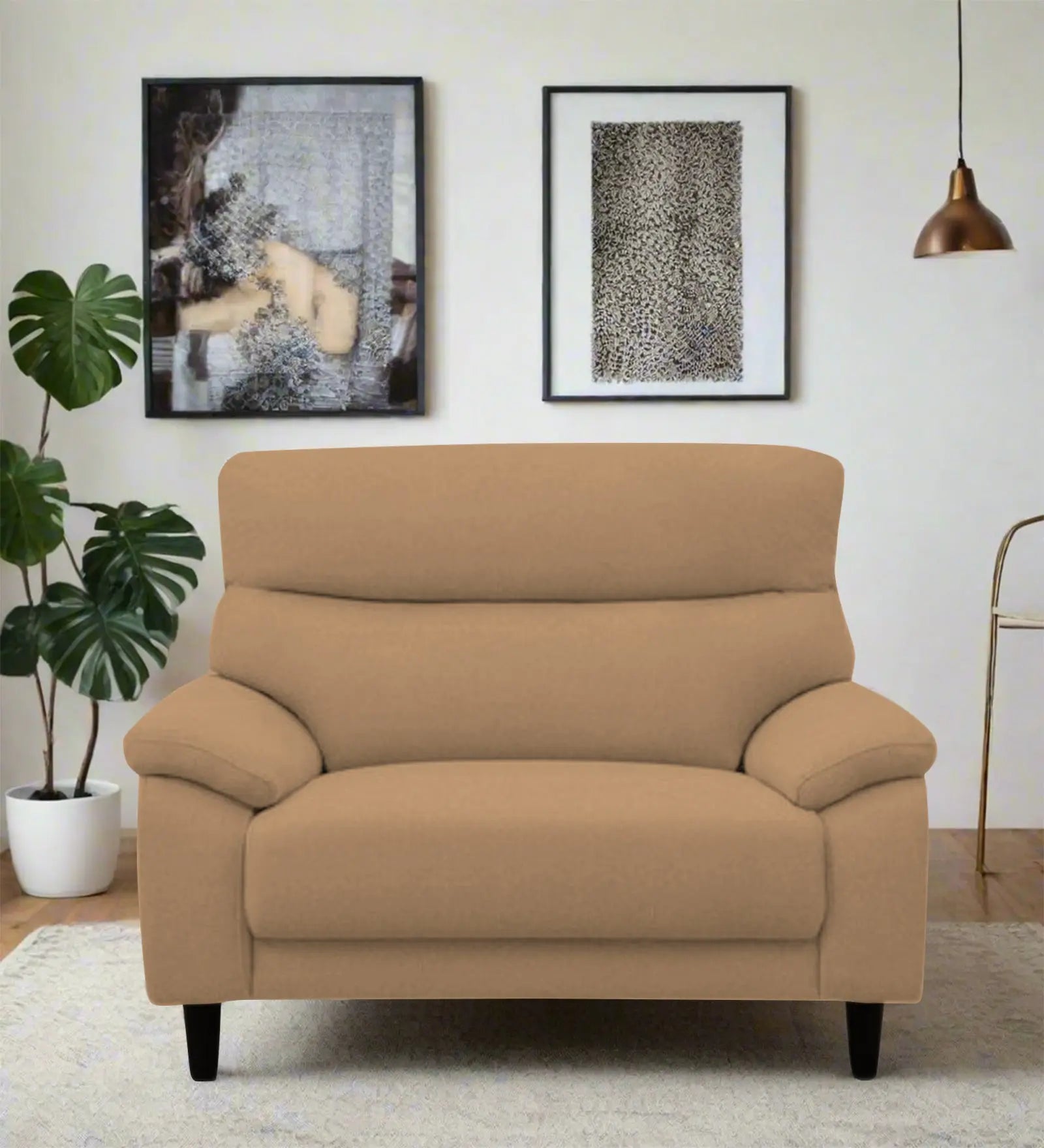 Zibby Fabric 1 Seater Sofa In Copper Brown Colour Febonic Living