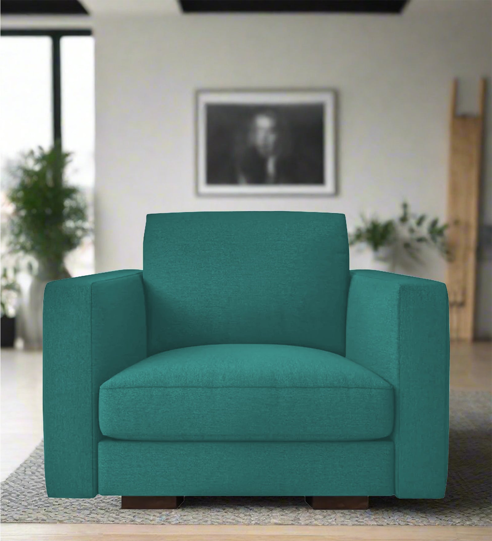 Messy Fabric 1 Seater Sofa In Sea Green Colour - Febonic Living