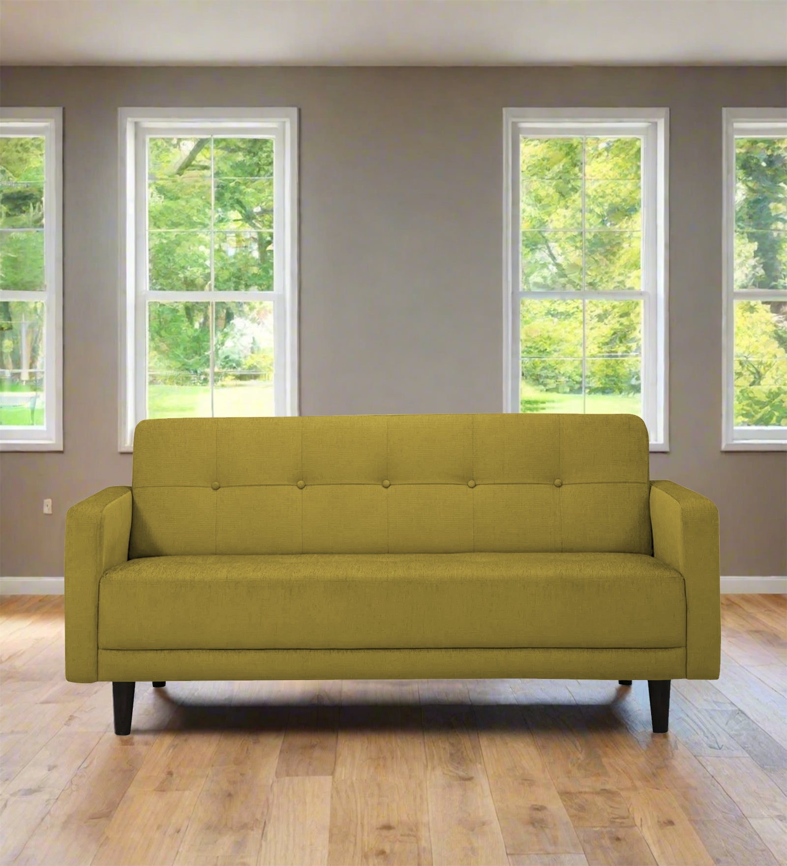 Noha Fabric 2 Seater Sofa In Parrot Green Colour - Febonic Living
