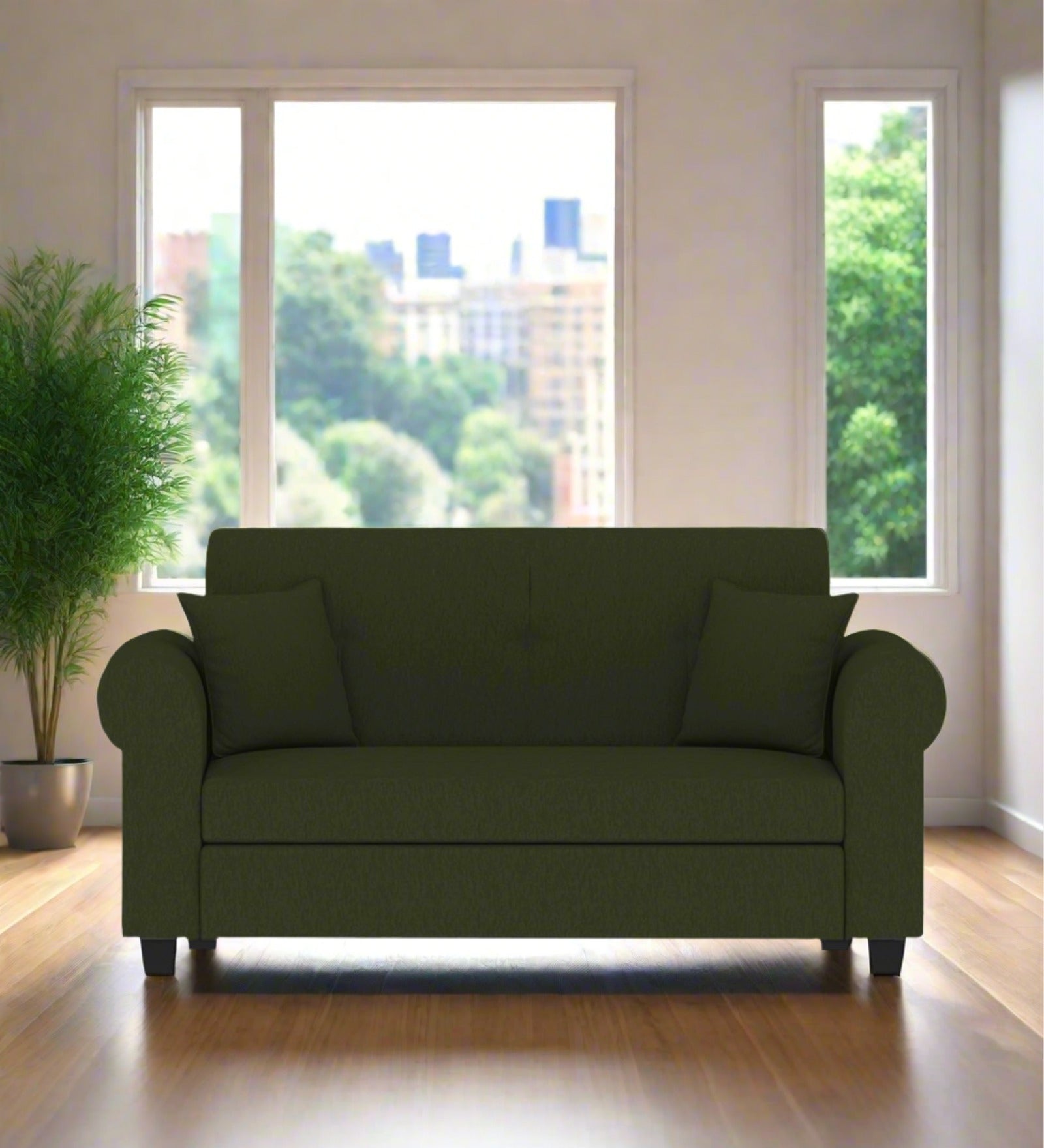Derado Fabric 2 Seater Sofa In Olive Green Colour - Febonic Living