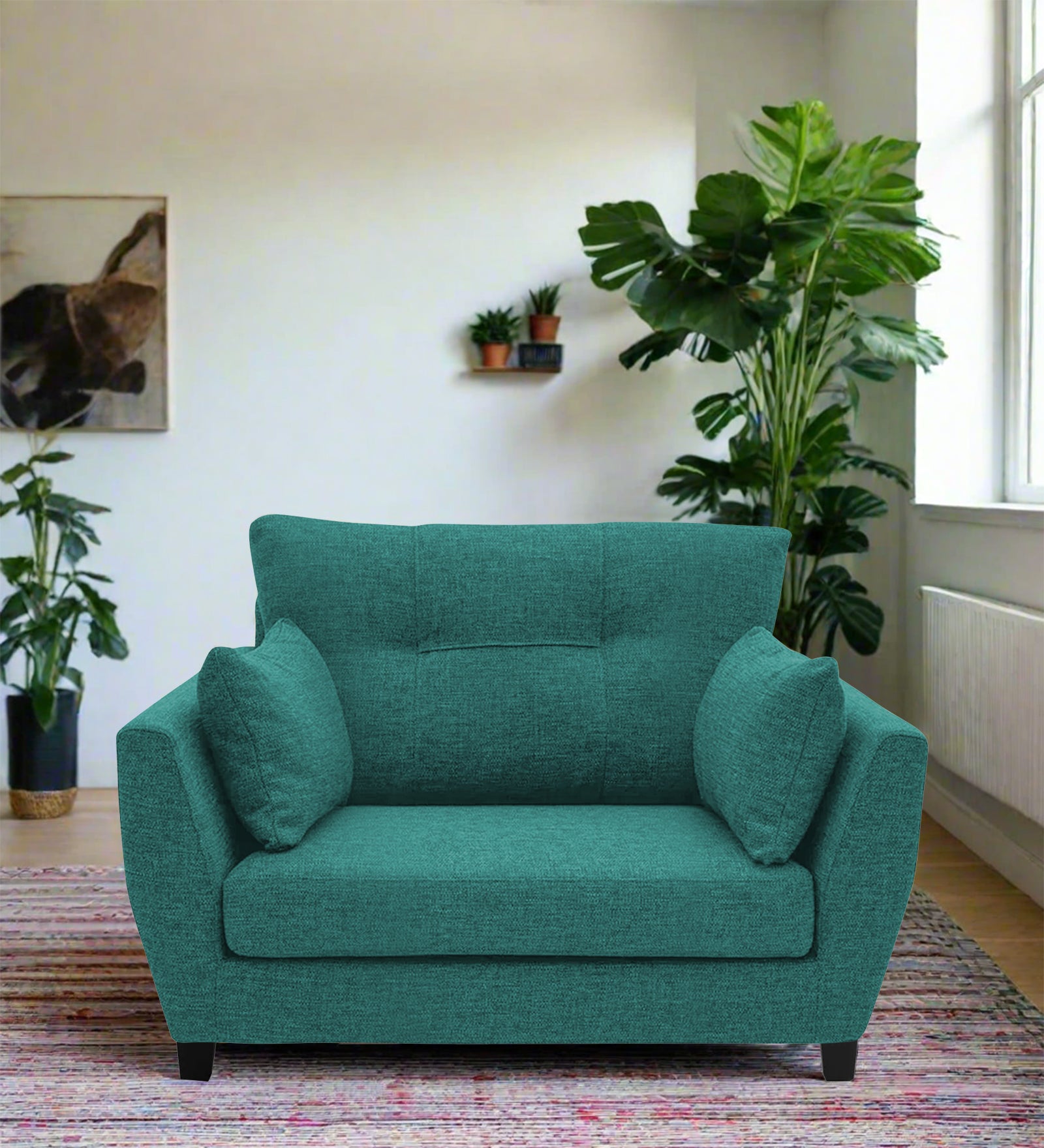 Mario Fabric 1 Seater Sofa In Sea Green Colour - Febonic Living