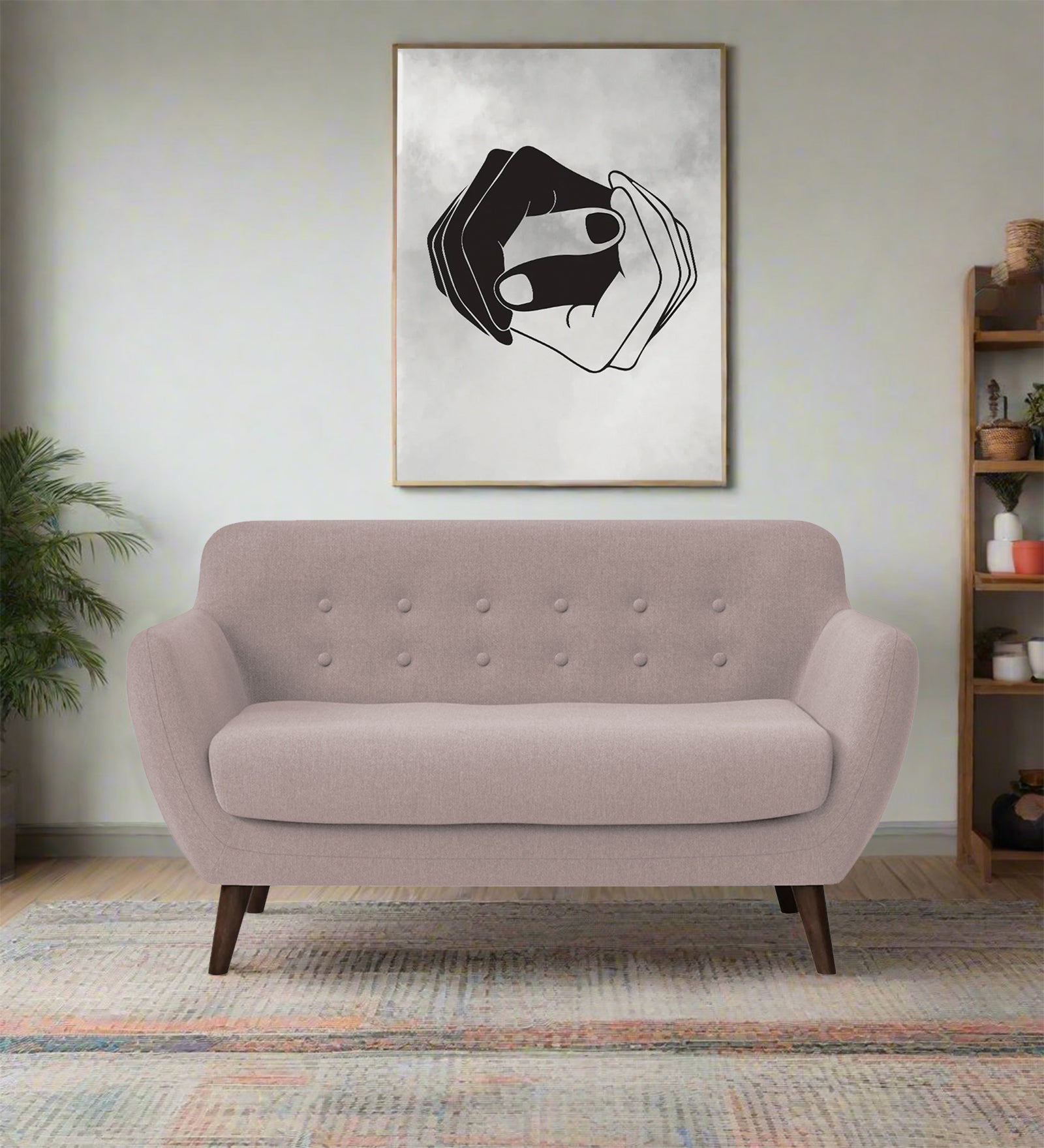 Goofy Fabric 2 Seater Sofa In Almond Beige Colour - Febonic Living