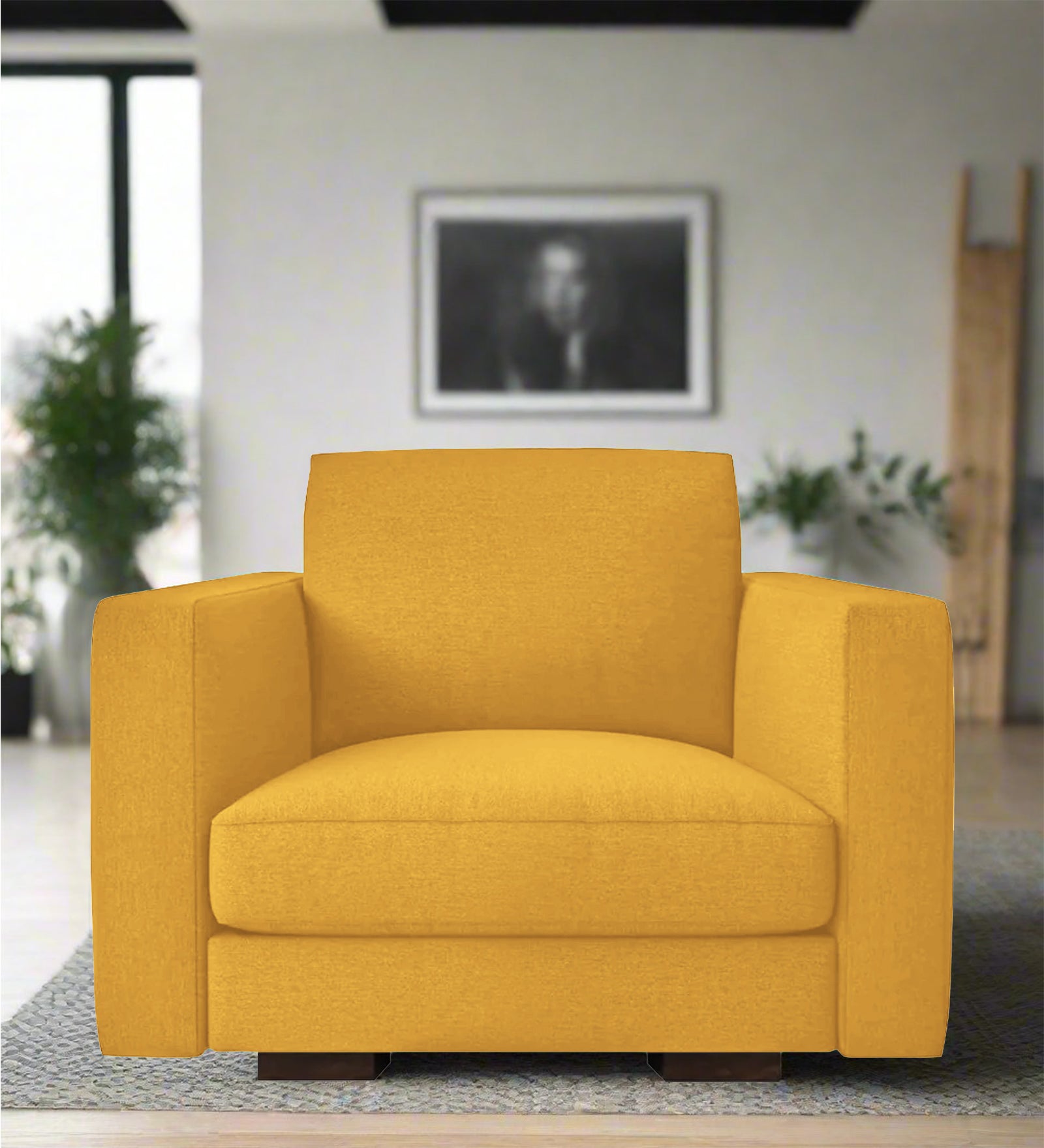 Messy Fabric 1 Seater Sofa In Bold Yellow Colour - Febonic Living