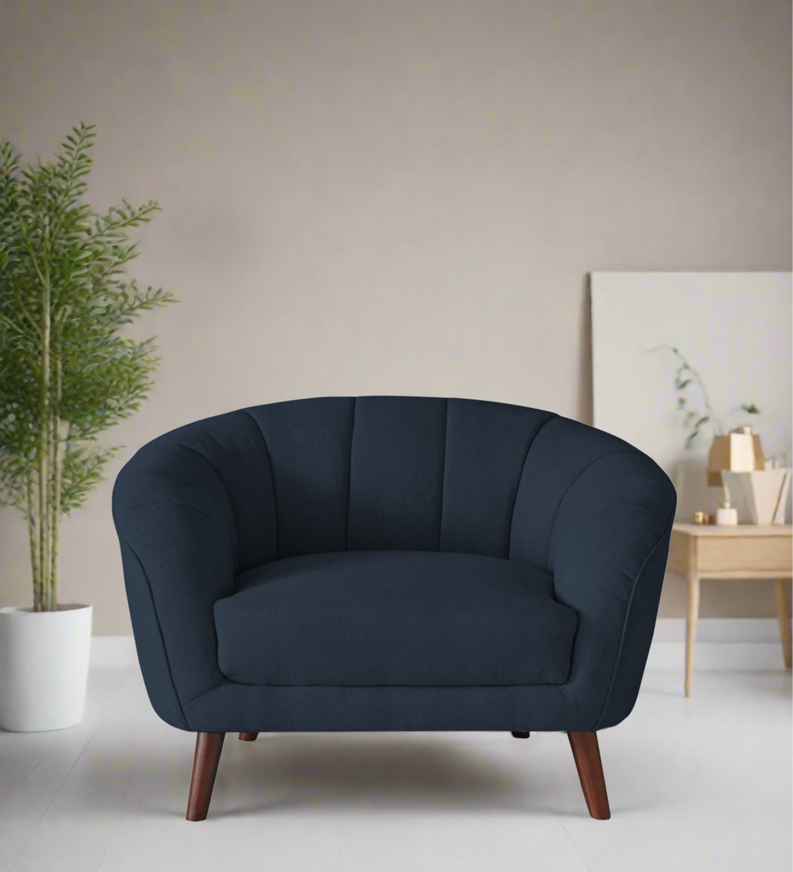 Benjamin Fabric 1 Seater Sofa In Denim Blue Colour - Febonic Living