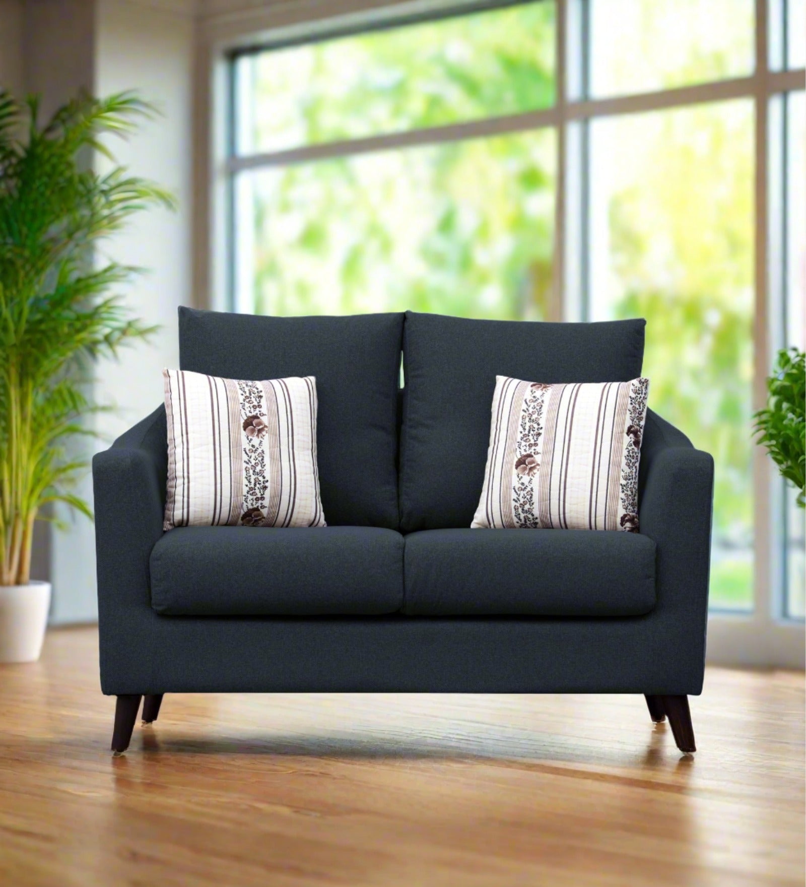 Kevin Fabric 2 Seater Sofa In Denim Blue Colour - Febonic Living
